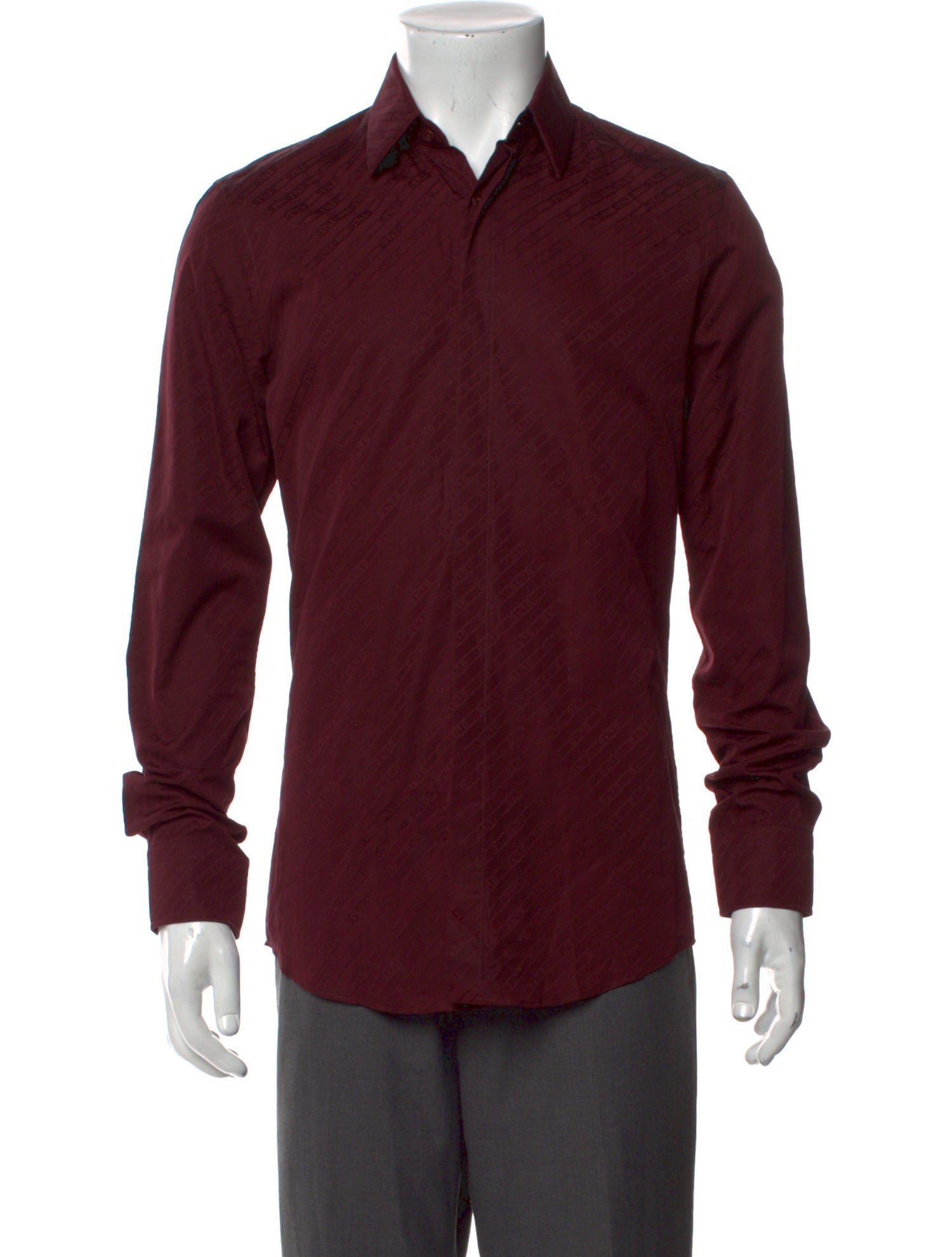 Fendi Zucca FF Logo Long Sleeve Tuxedo Shirt