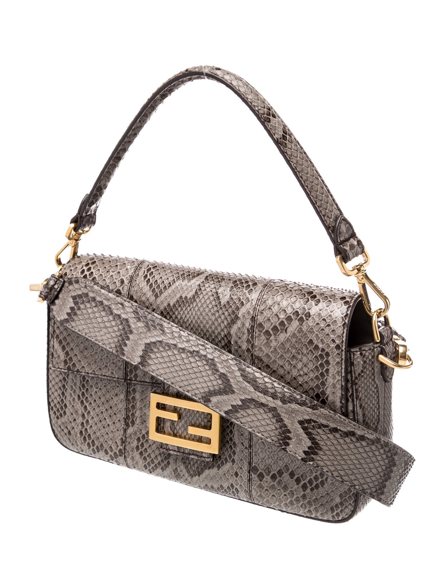 Fendi Snakeskin Baguette - Grey Shoulder Bags, Handbags