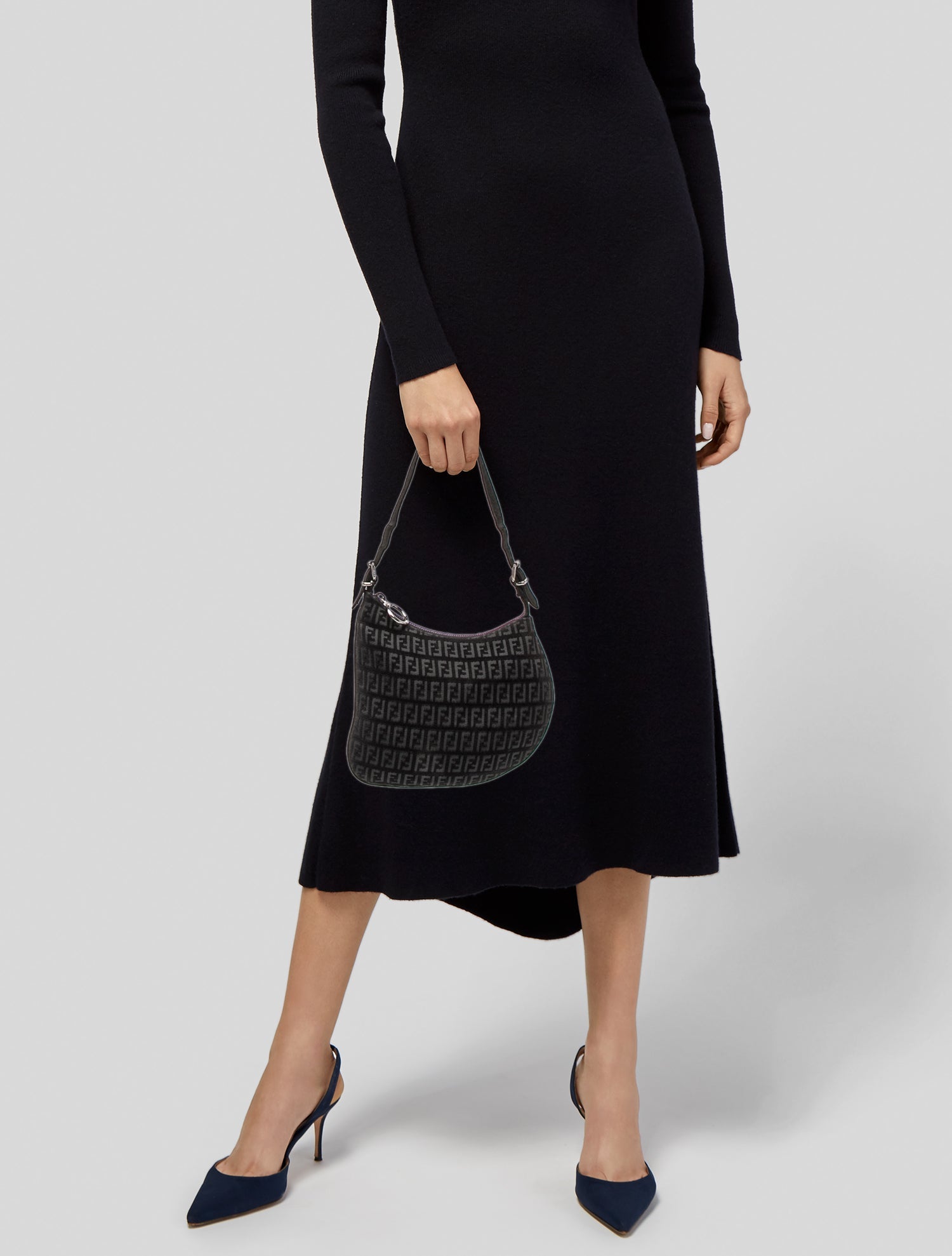 Fendi Zucchino FF Oyster - Brown Shoulder Bags, Handbags