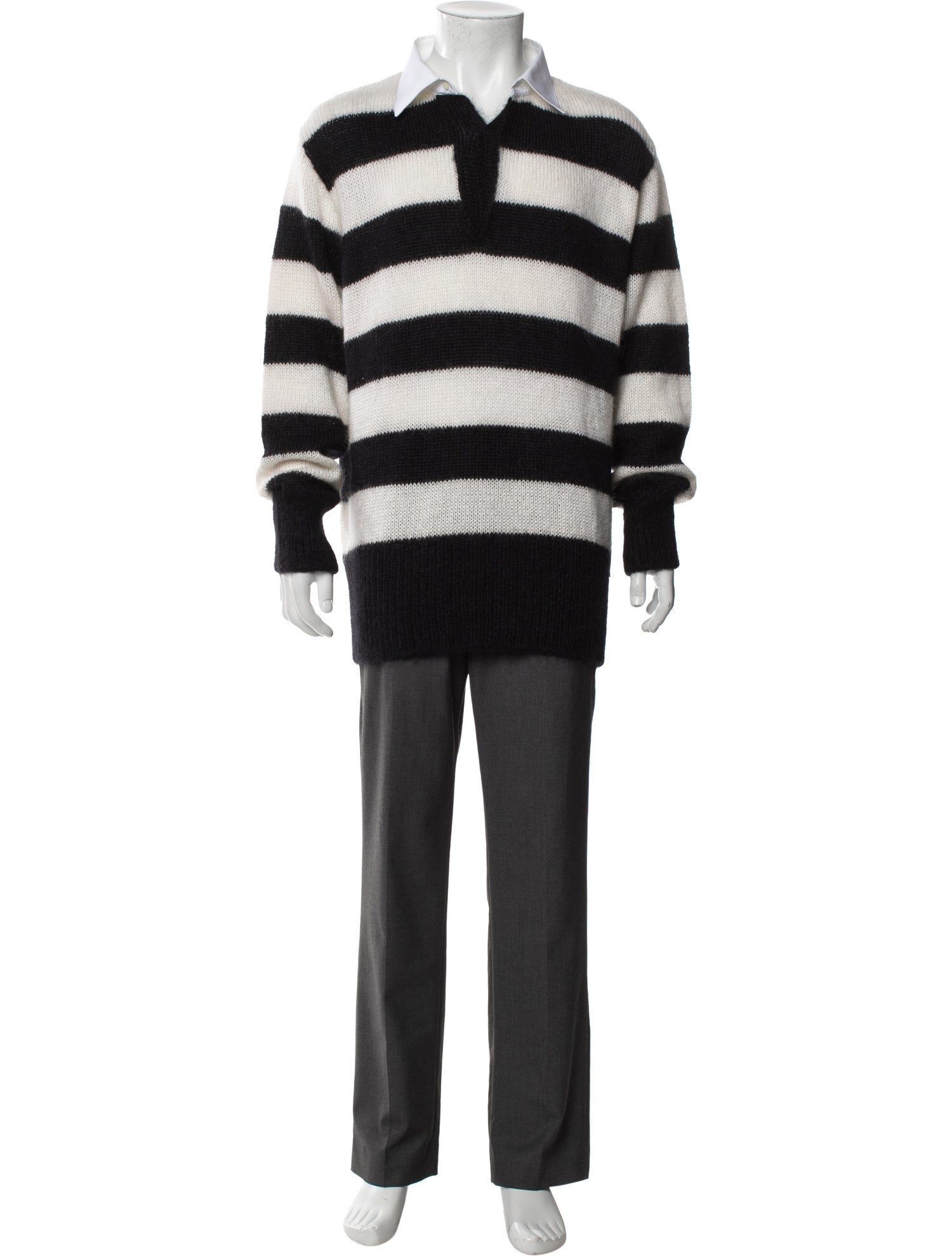 Fendi Mohair Striped Polo Sweater