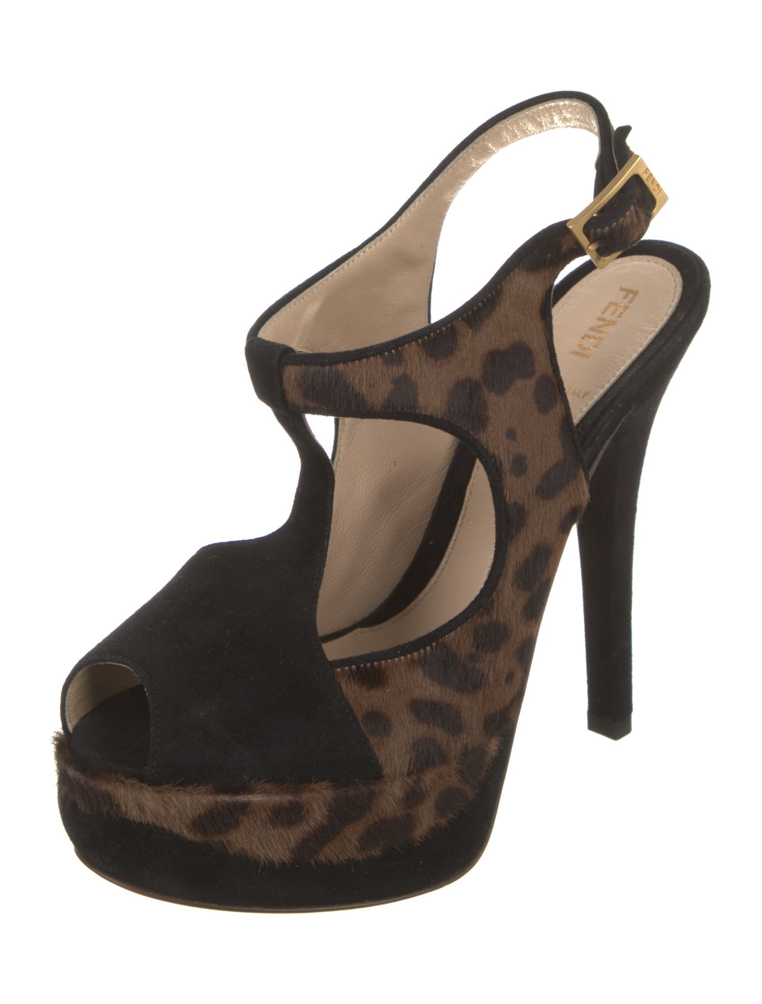 Fendi Ponyhair Slingback Sandals