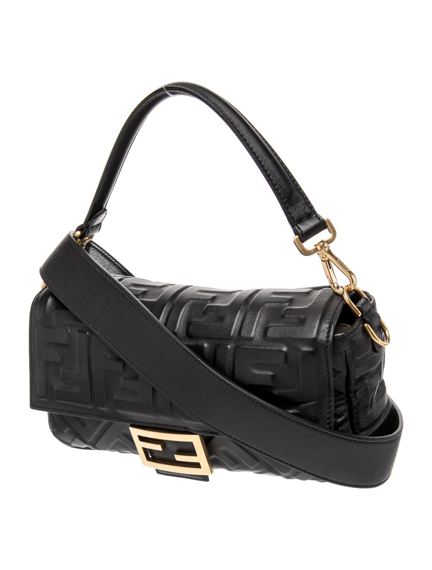 Fendi Zucca FF Baguette - Black Shoulder Bags, Handbags