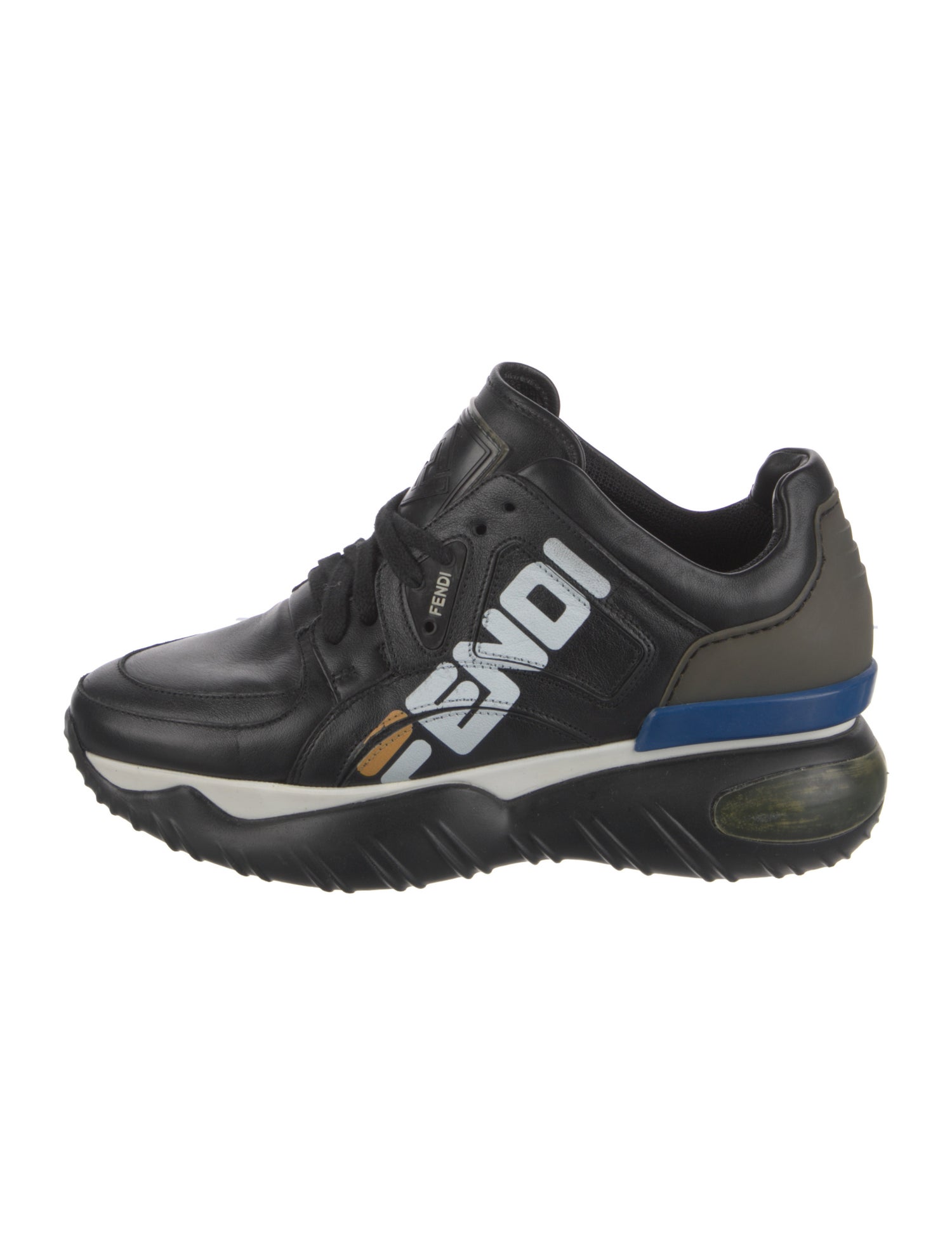 Fendi Leather Graphic Print Chunky Sneakers