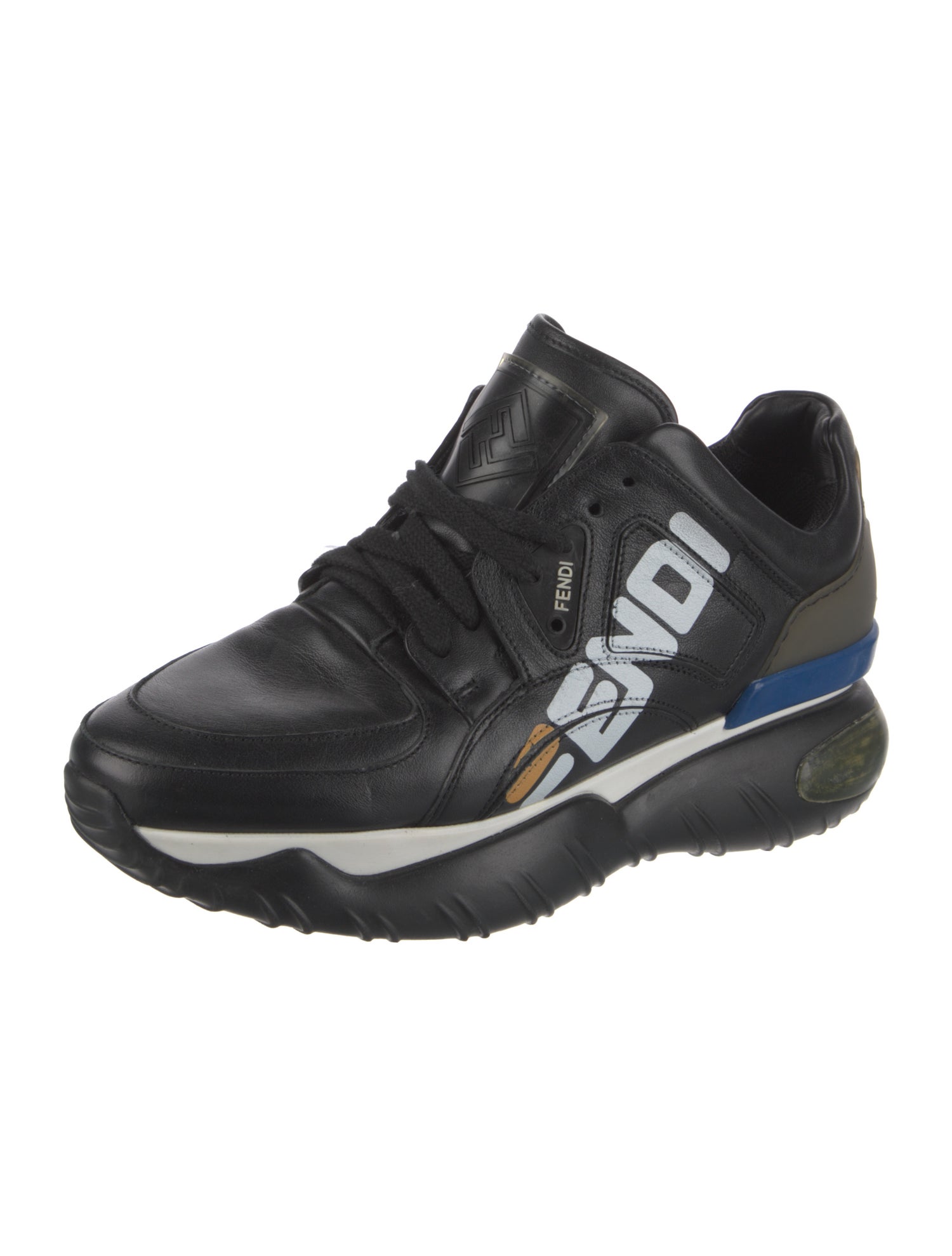 Fendi Leather Graphic Print Chunky Sneakers