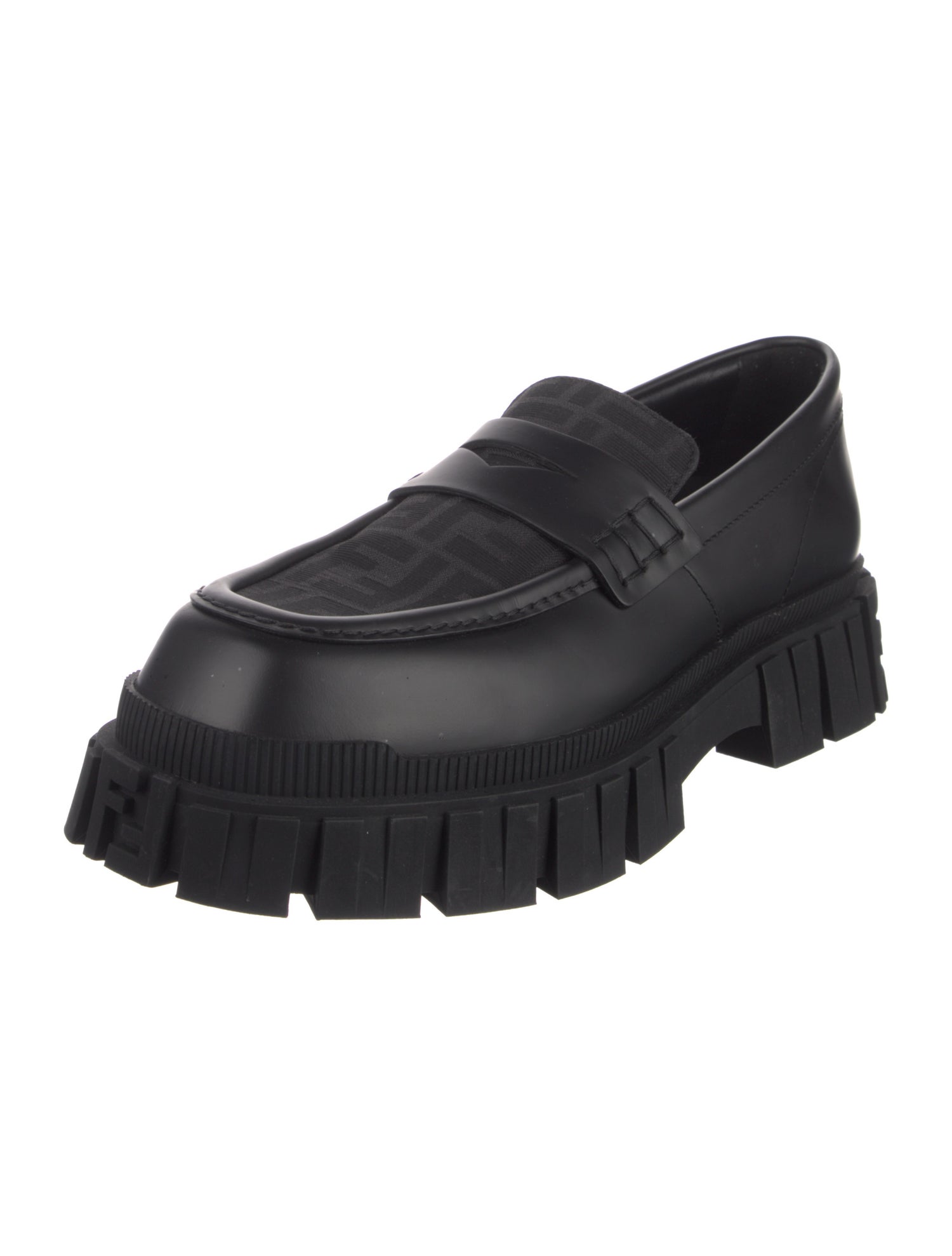Fendi Zucca FF Logo Leather Dress Loafers