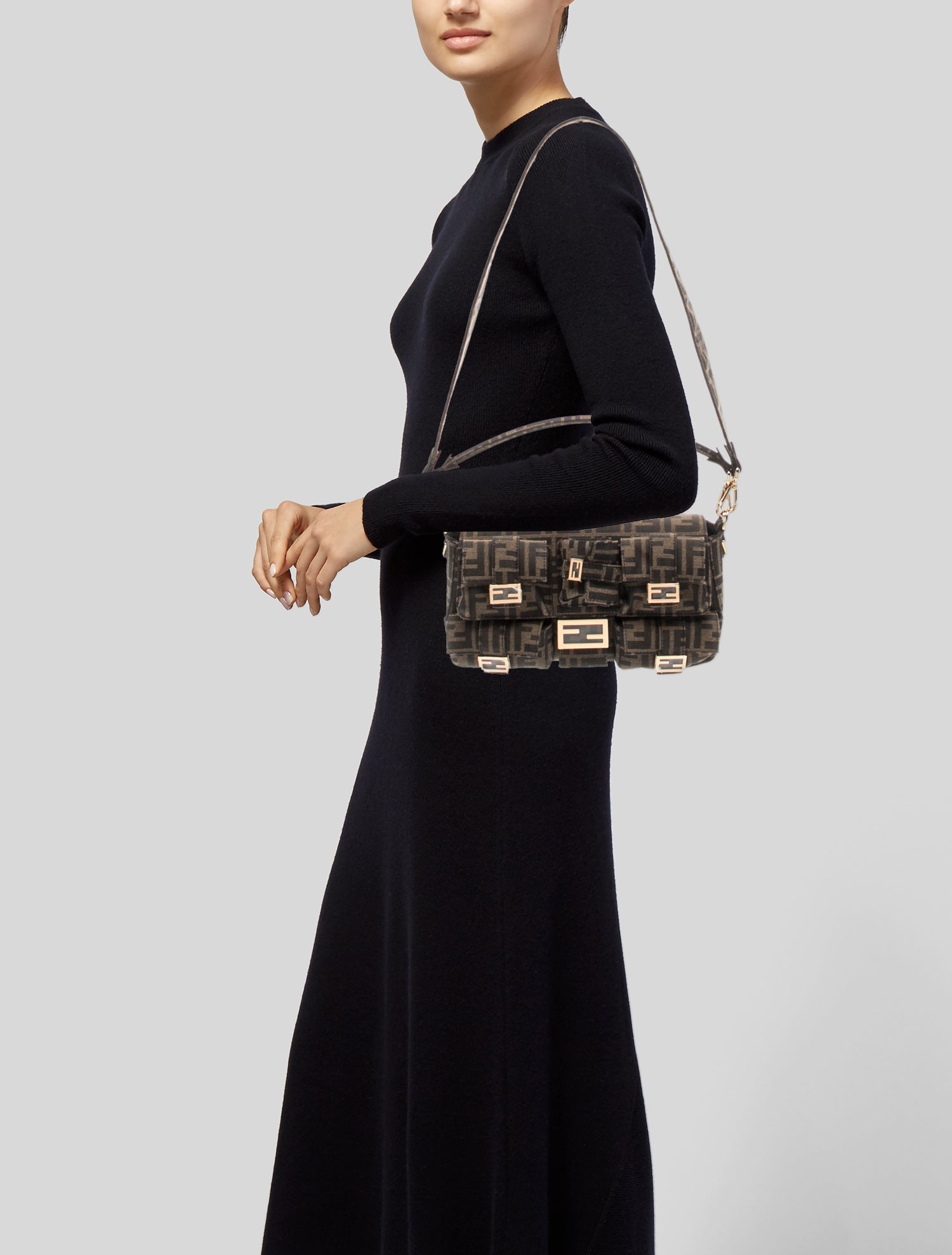 Fendi Zucca FF Multipocket Baguette 2024 - Brown Shoulder Bags