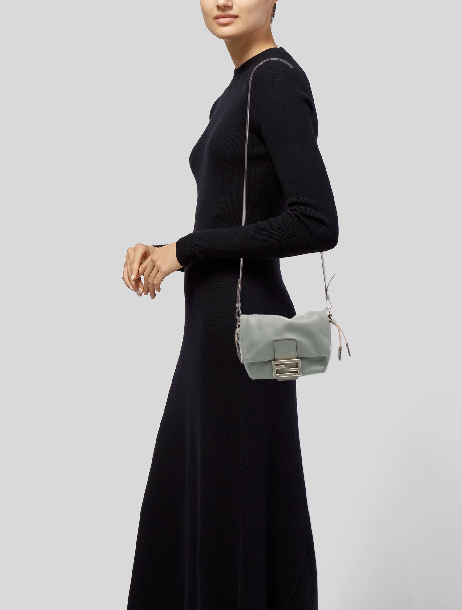 Fendi Leather Mamma Baguette Small 2025 - Green Crossbody Bags