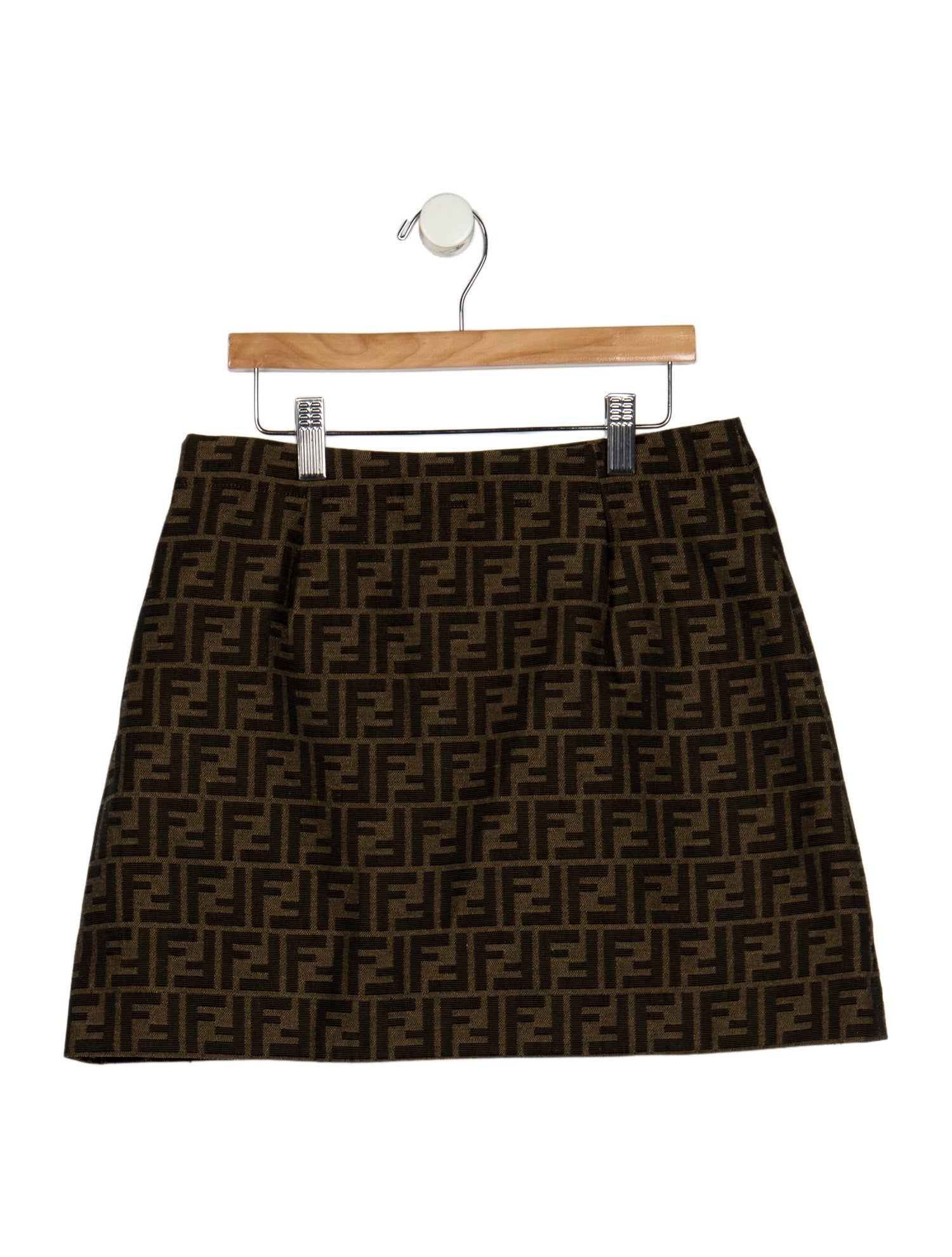Fendi Brown patterned skirt with zip side closure