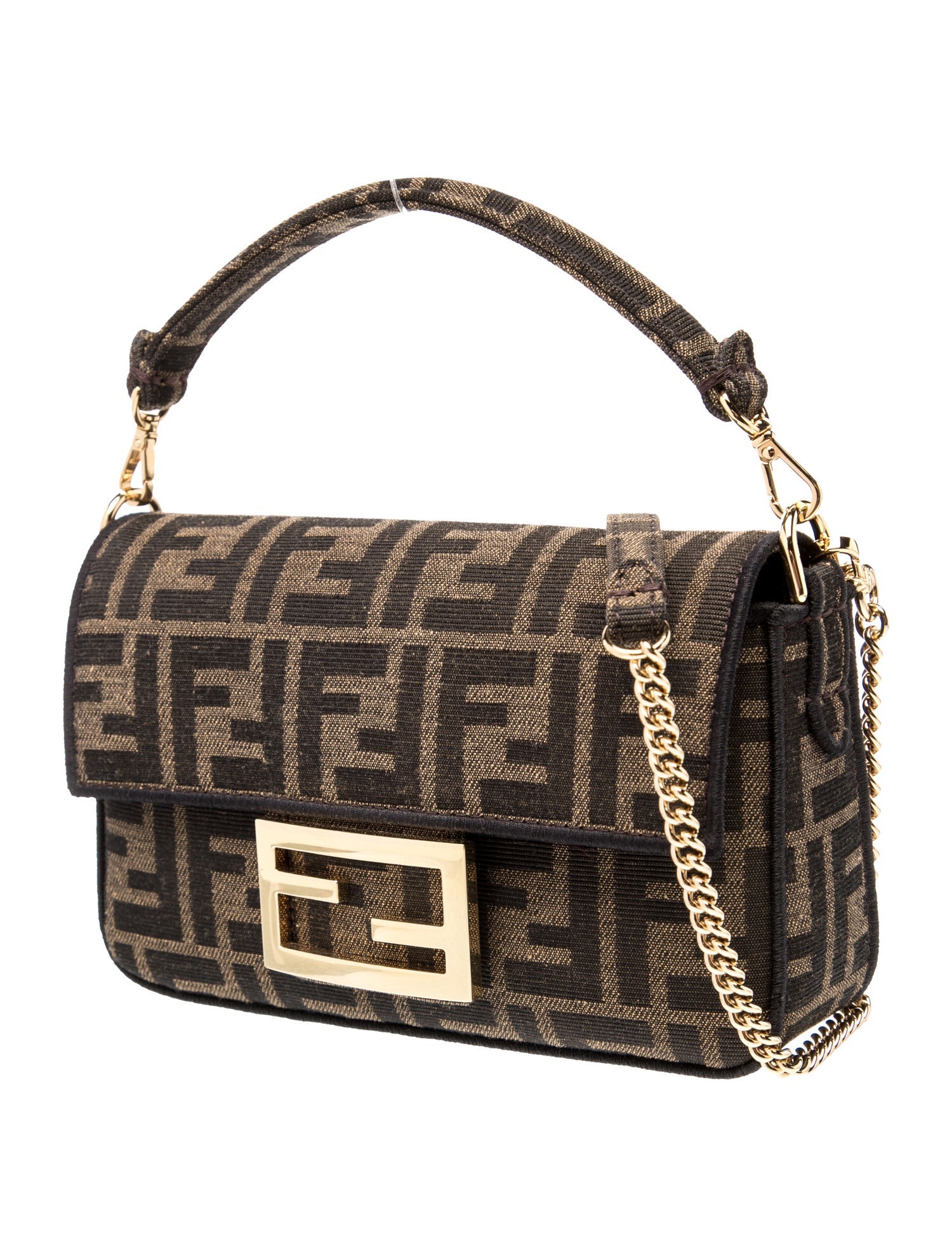 Fendi Zucca FF Baguette Mini 2024 - Brown Handle Bags, Handbags