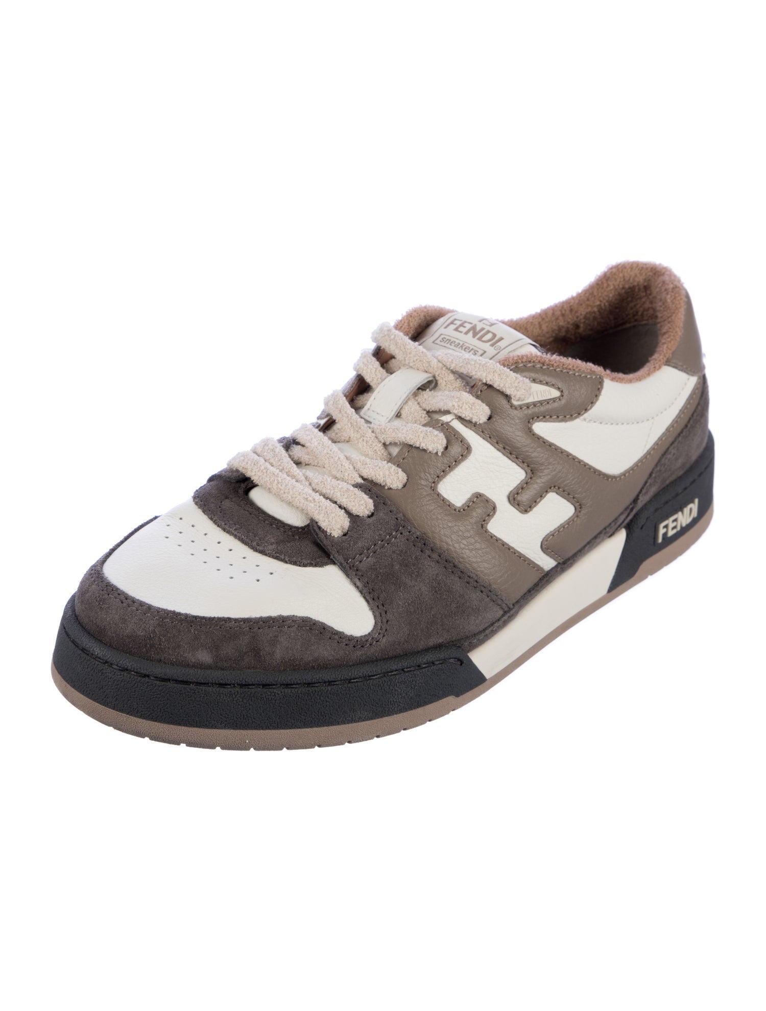 Fendi Leather Colorblock Pattern Sneakers