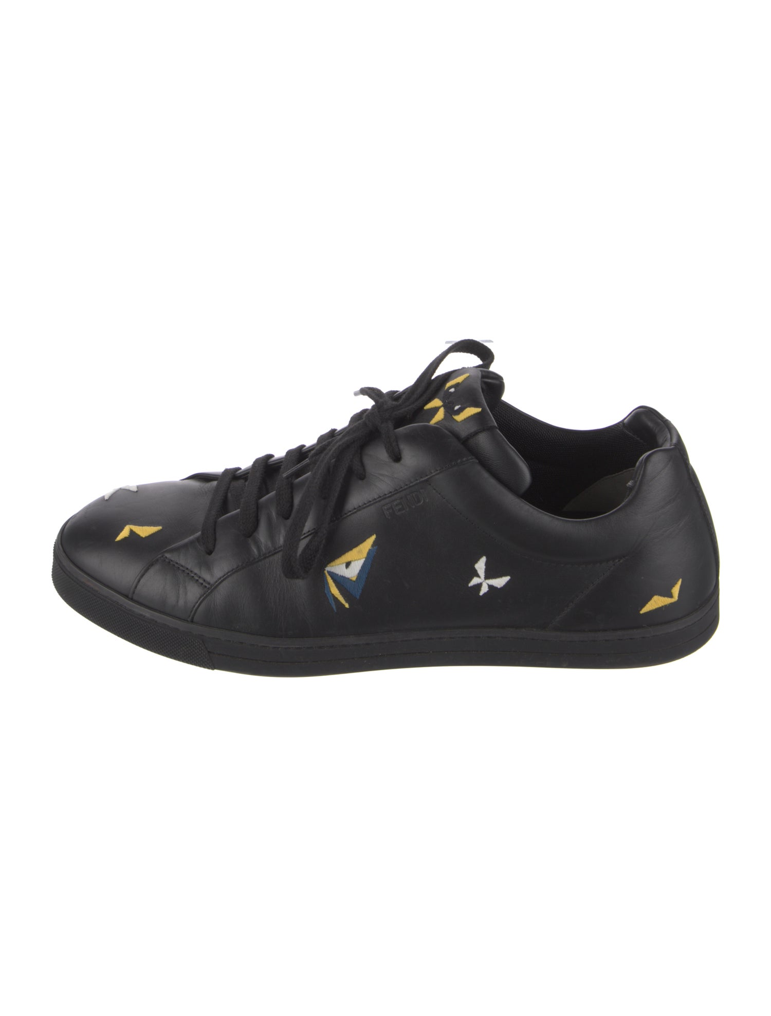 Fendi Monsters Motif Leather Sneakers