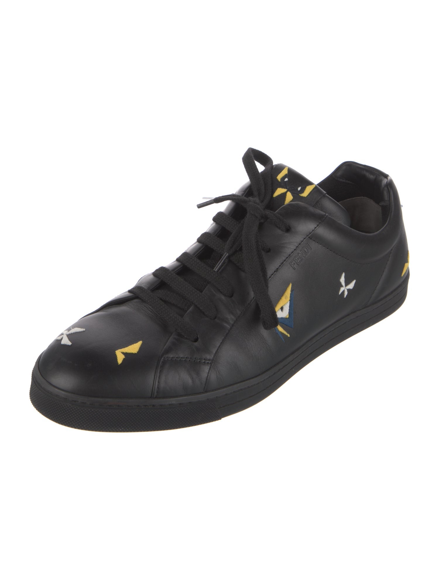 Fendi Monsters Motif Leather Sneakers