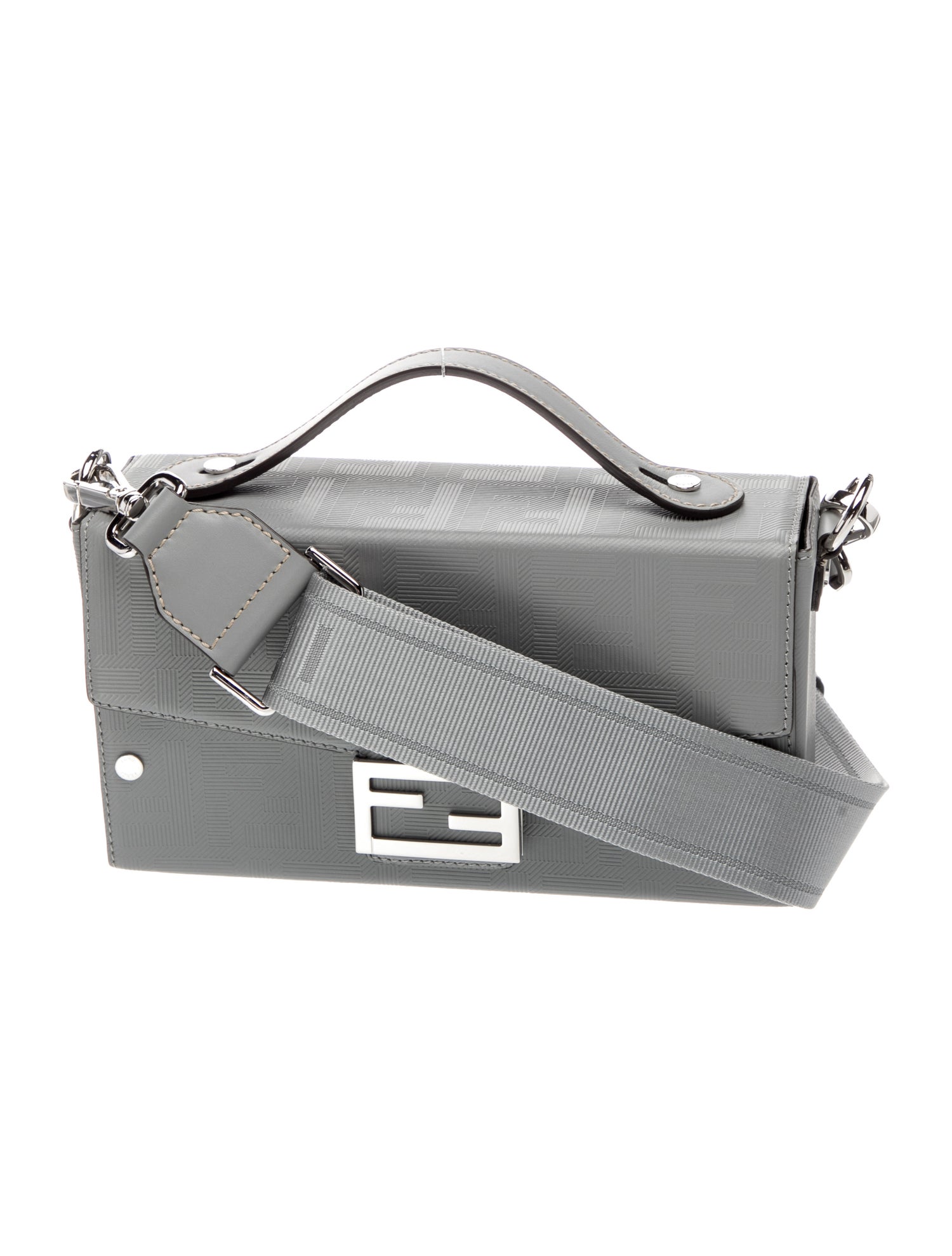 Fendi Zucca FF Baguette Soft Trunk - Grey Messenger Bags, Bags
