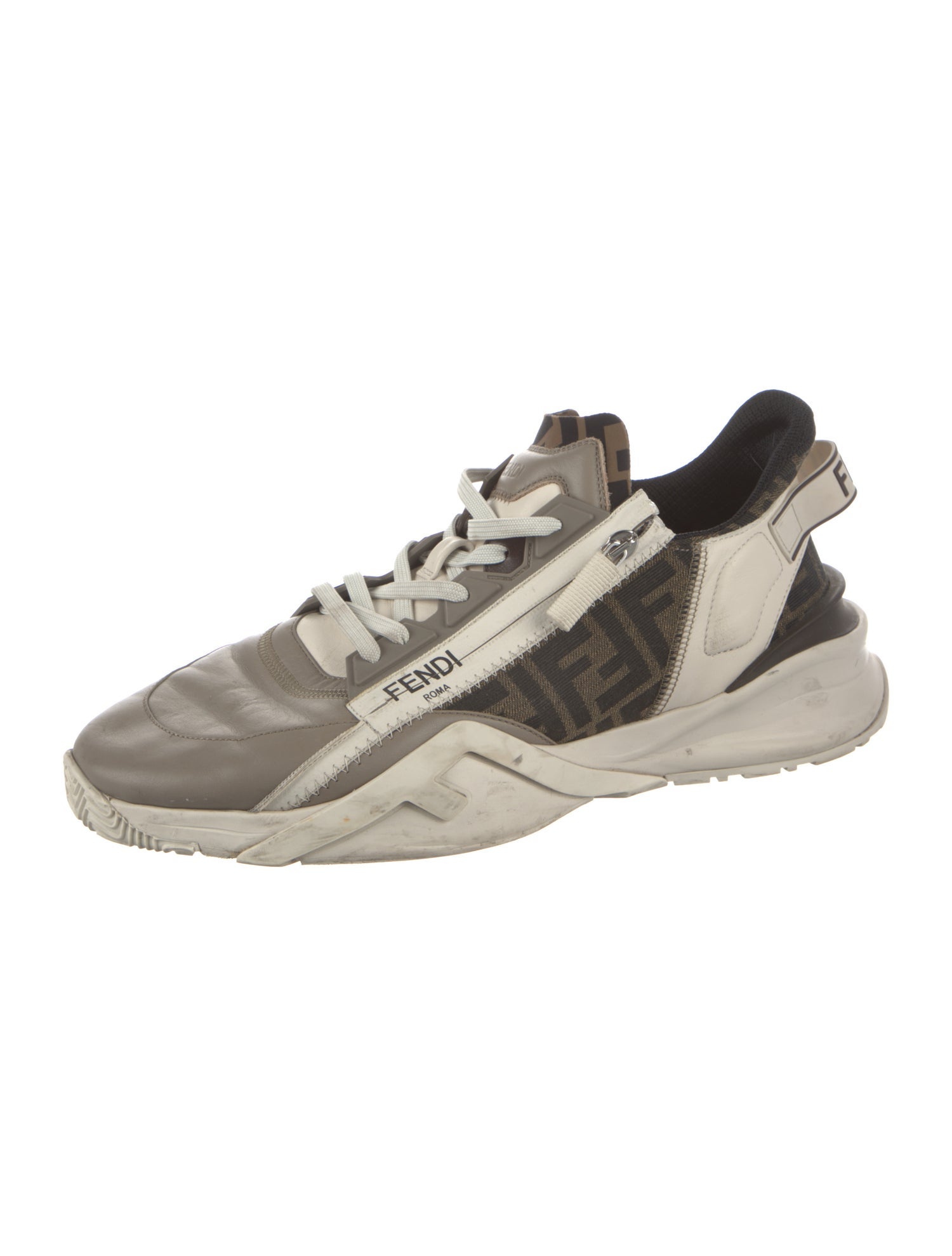 Fendi Zucca FF Logo Leather Athletic Sneakers