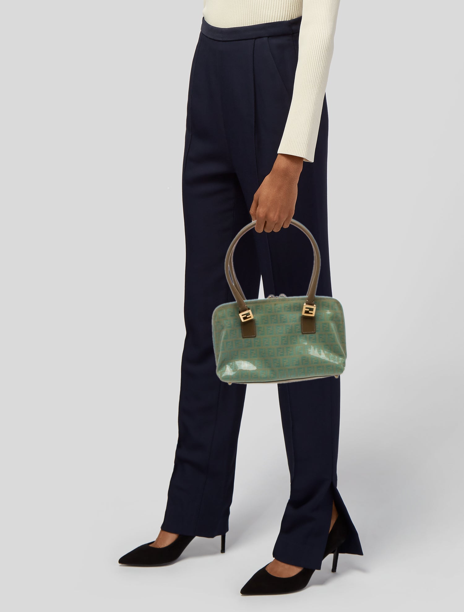 Fendi Zucchino FF Shoulder Bag Vintage - Blue Shoulder Bags