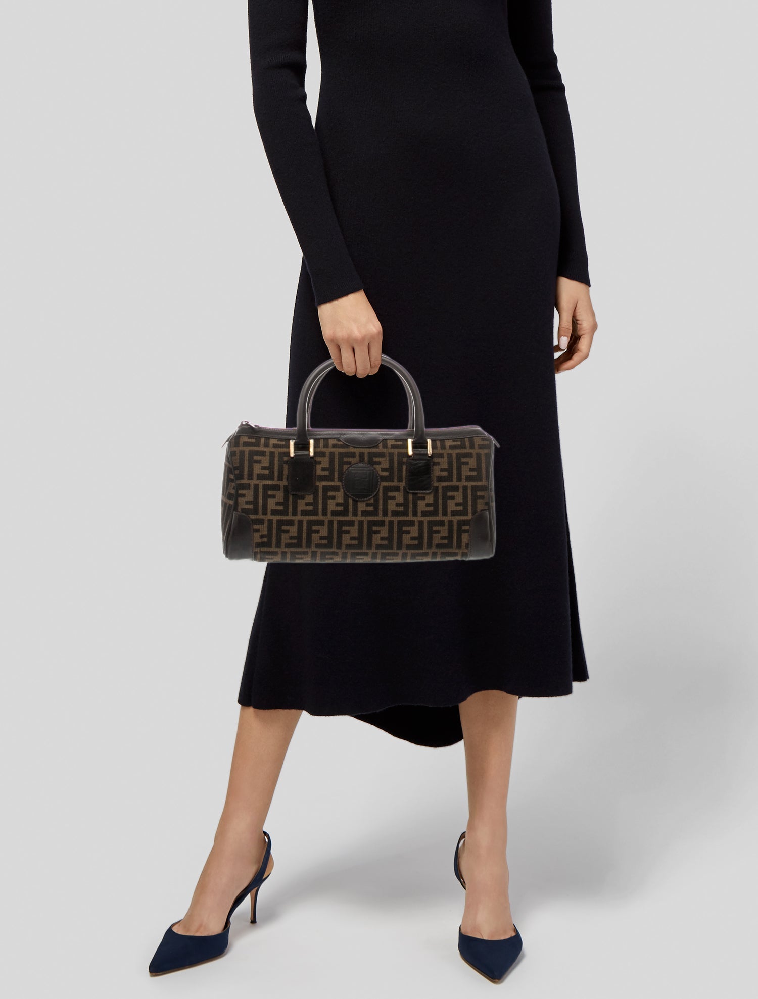 Fendi Zucca FF Boston Vintage - Brown Handle Bags, Handbags