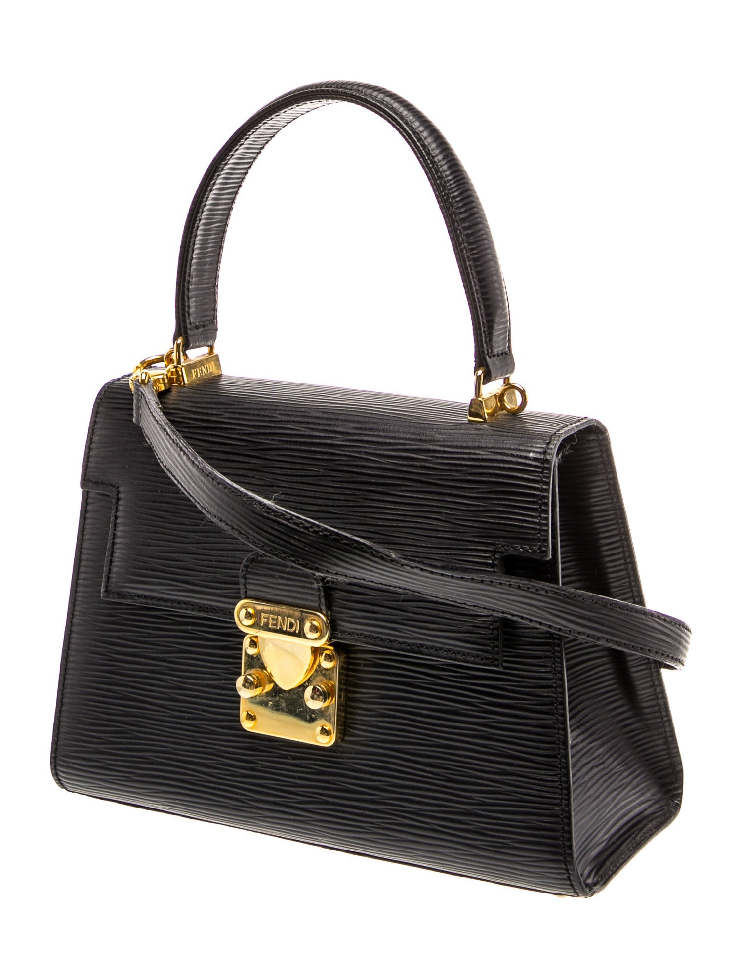 Fendi Leather Trapezoidal Handbag Vintage - Black Handle Bags