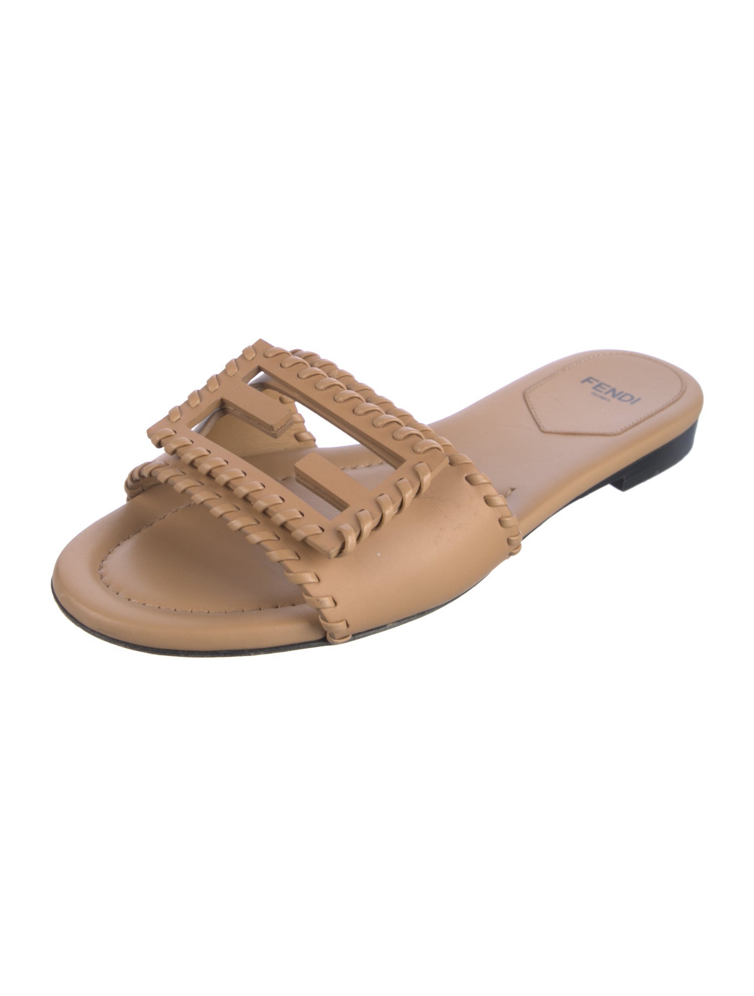 Fendi Zucca FF Logo Leather Slides