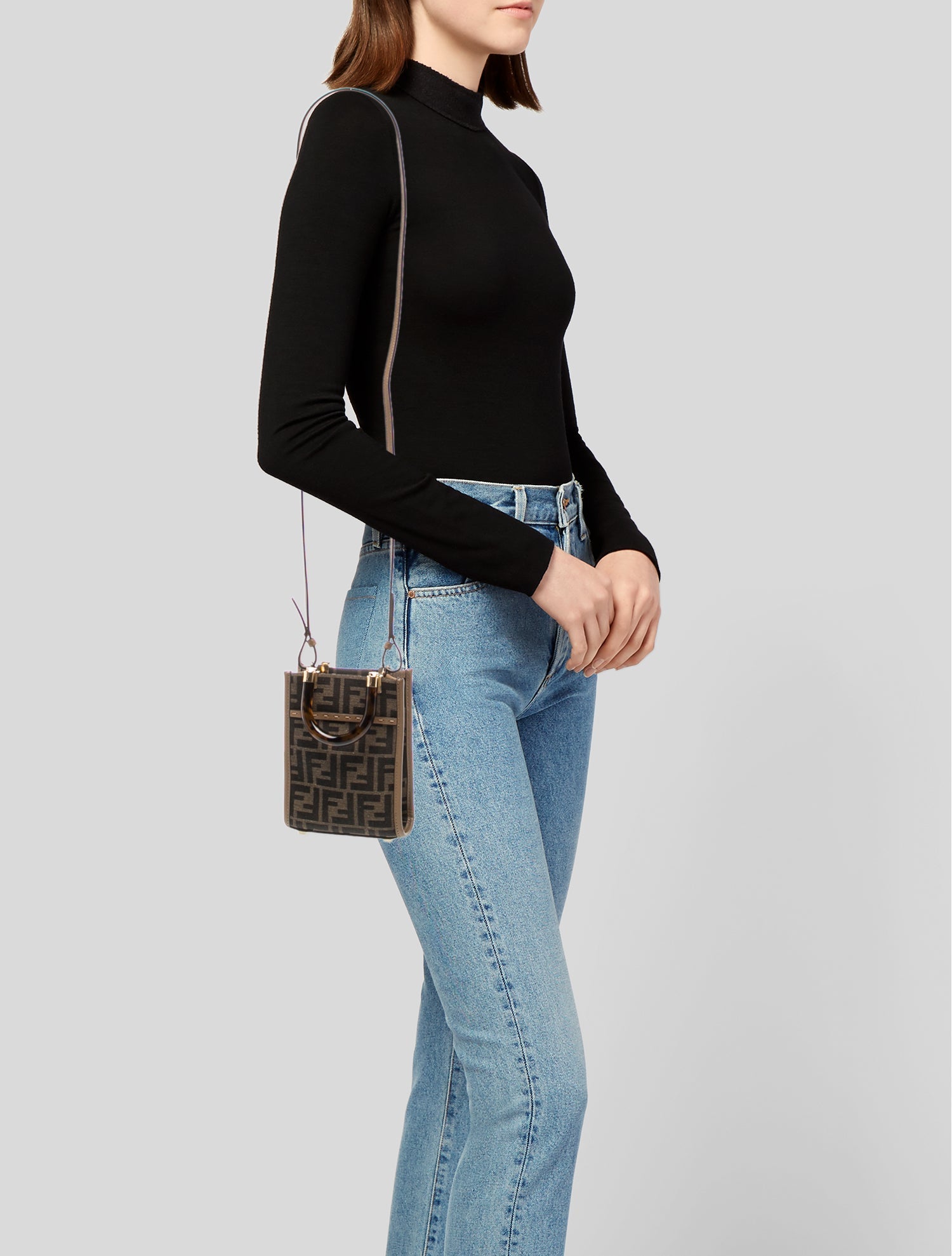 Fendi Zucca FF Sunshine Mini - Brown Handle Bags, Handbags