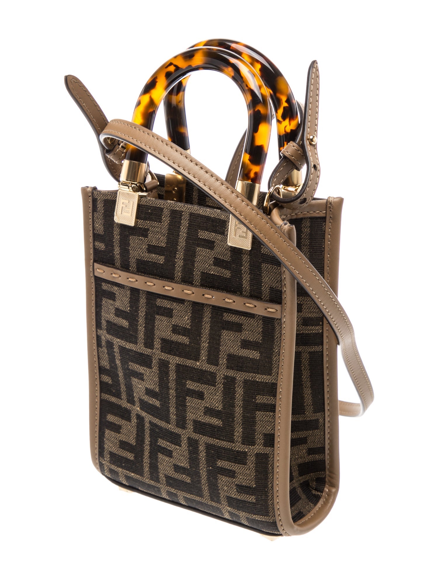 Fendi Zucca FF Sunshine Mini - Brown Handle Bags, Handbags