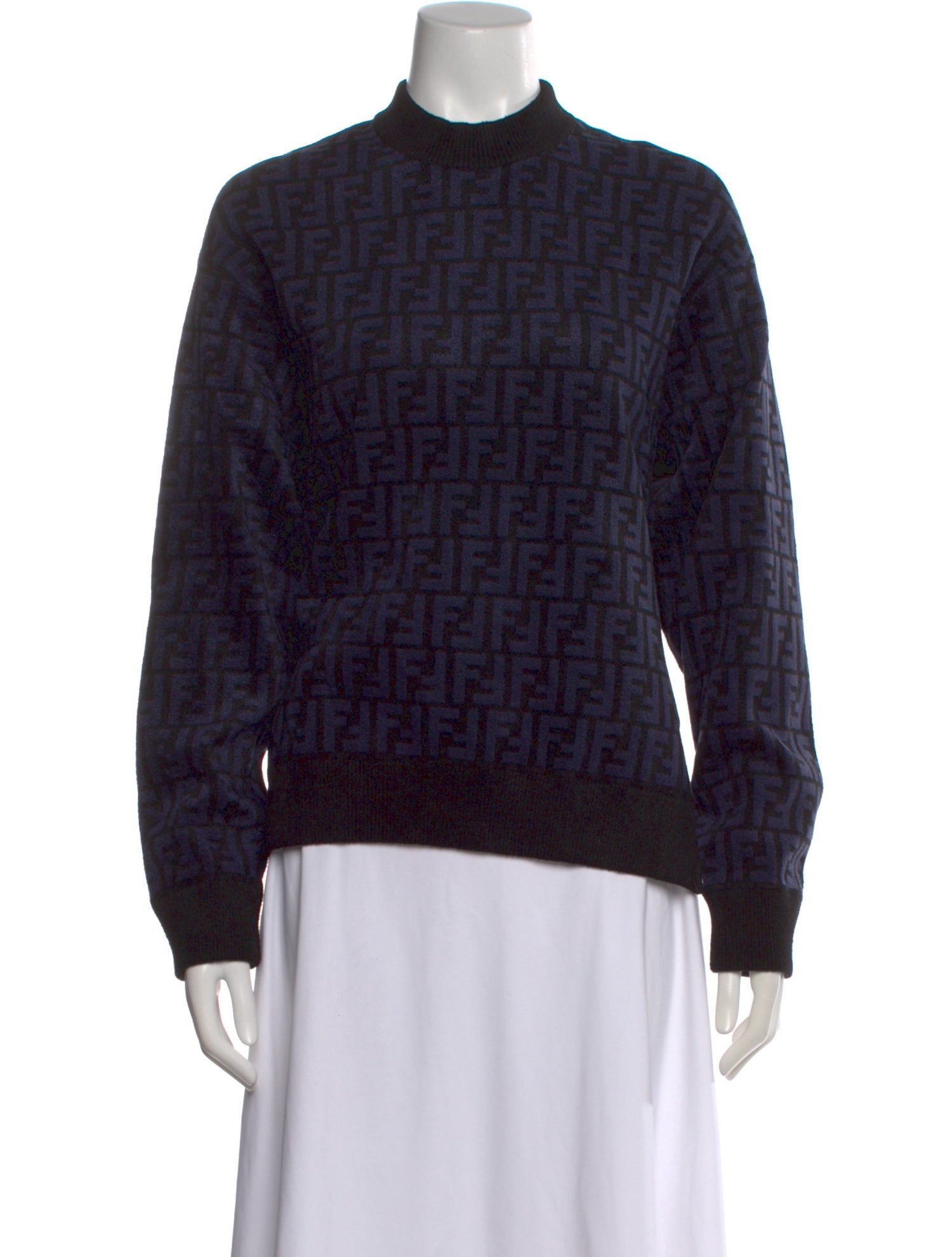 Fendi Graphic Print Mock Neck Sweater