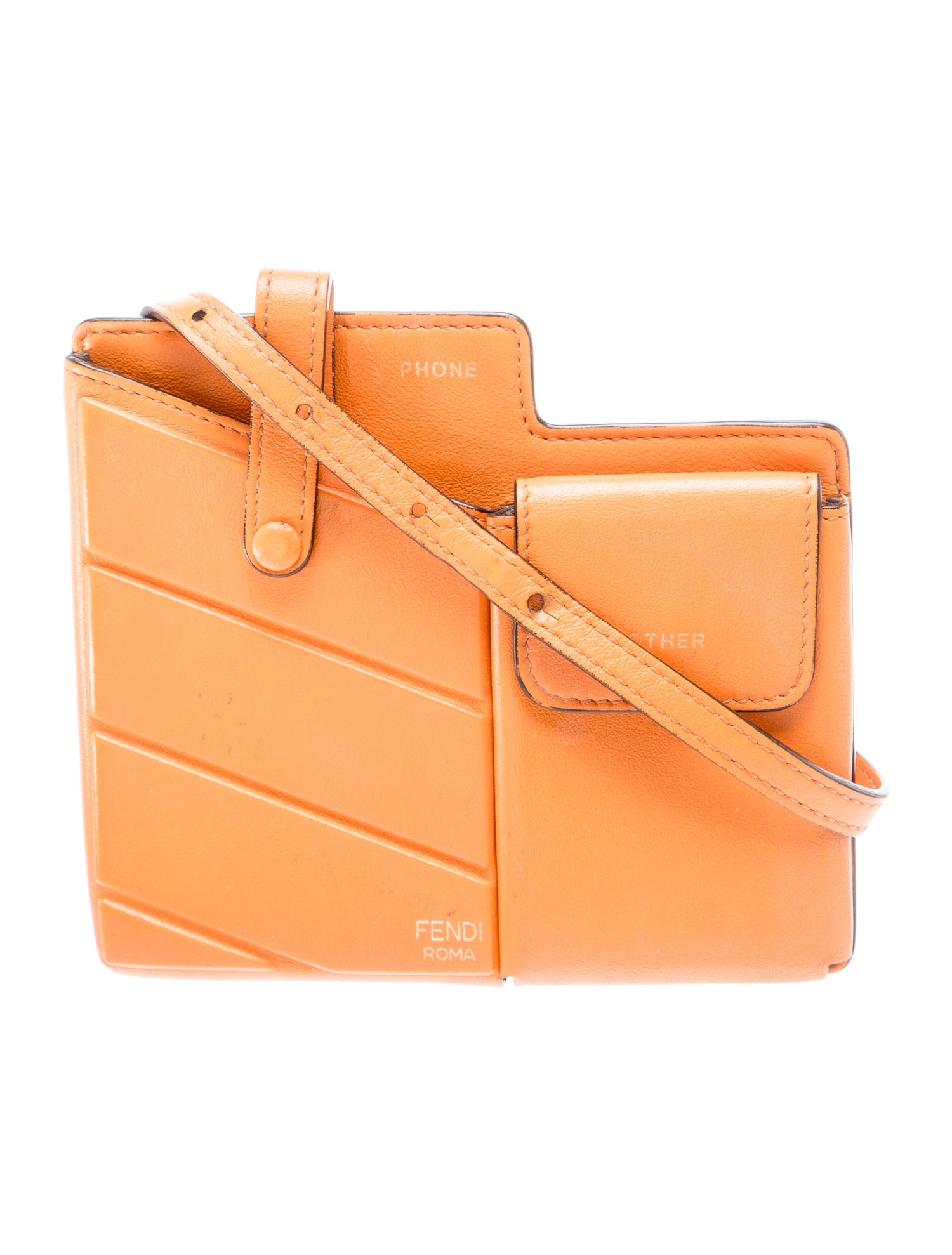 Fendi Leather Phone Holder - Orange Mini Bags, Handbags