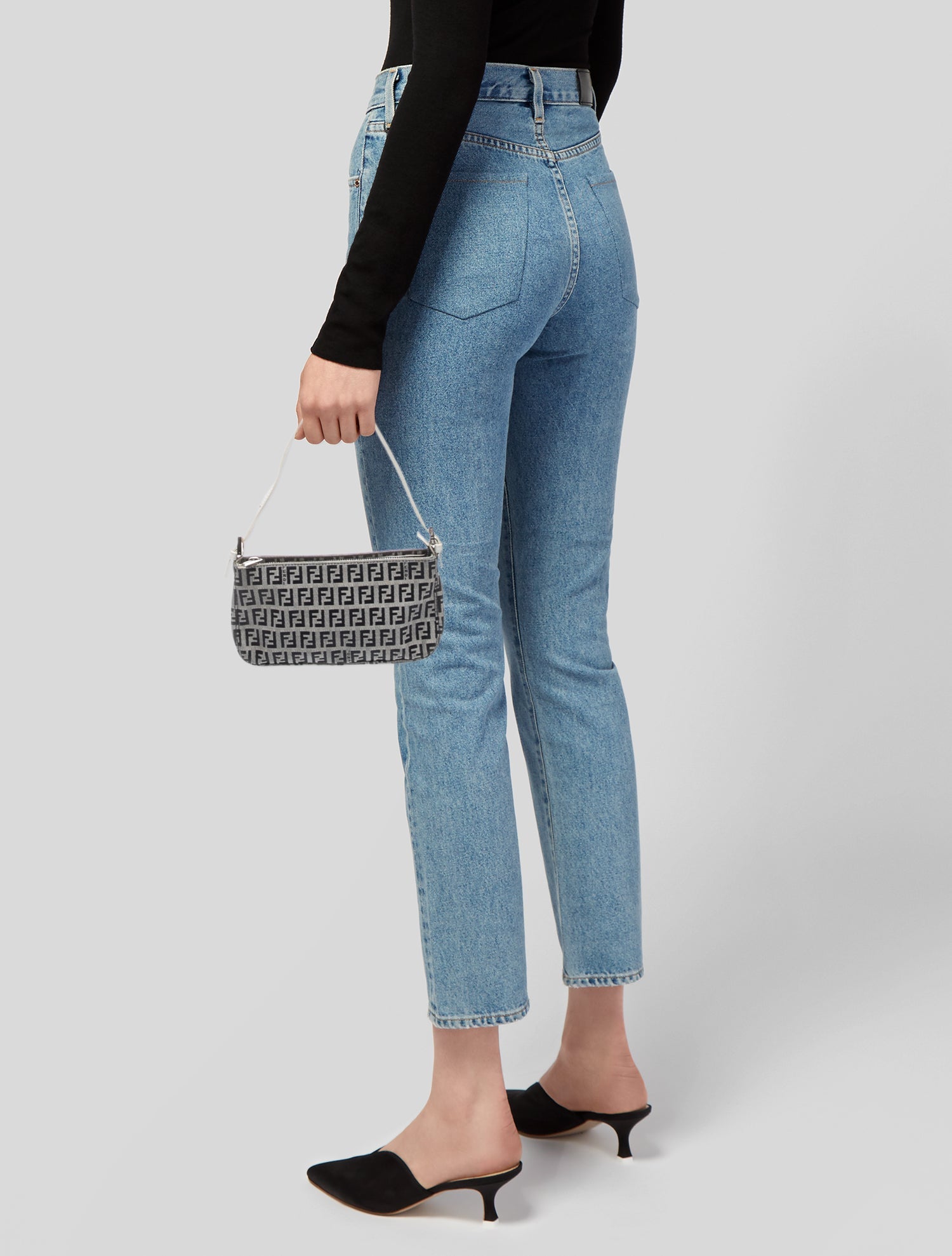 Fendi Zucchino FF Pochette Vintage - Blue Handle Bags, Handbags
