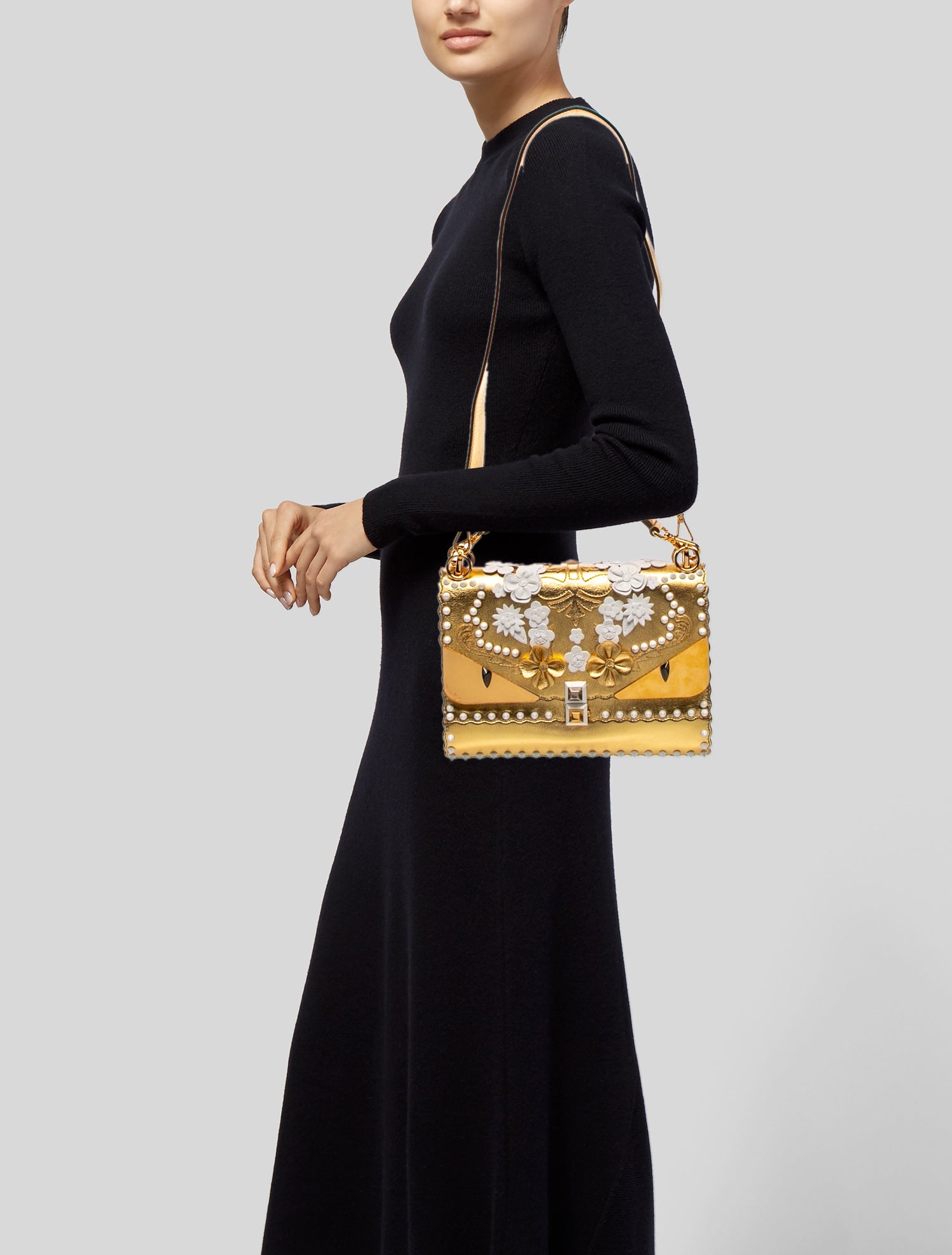 Fendi Monsters Kan I Medium - Gold Handle Bags, Handbags