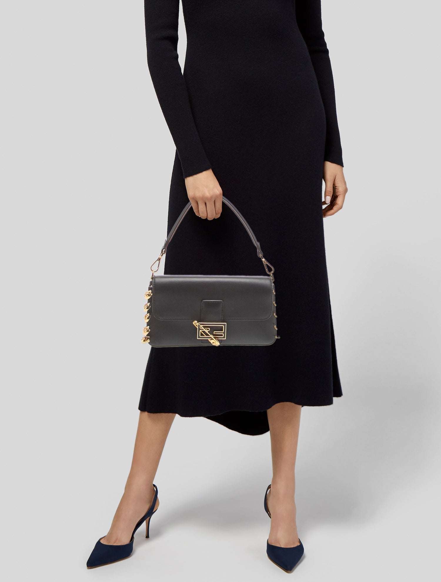 Fendace Leather Baguette Medium