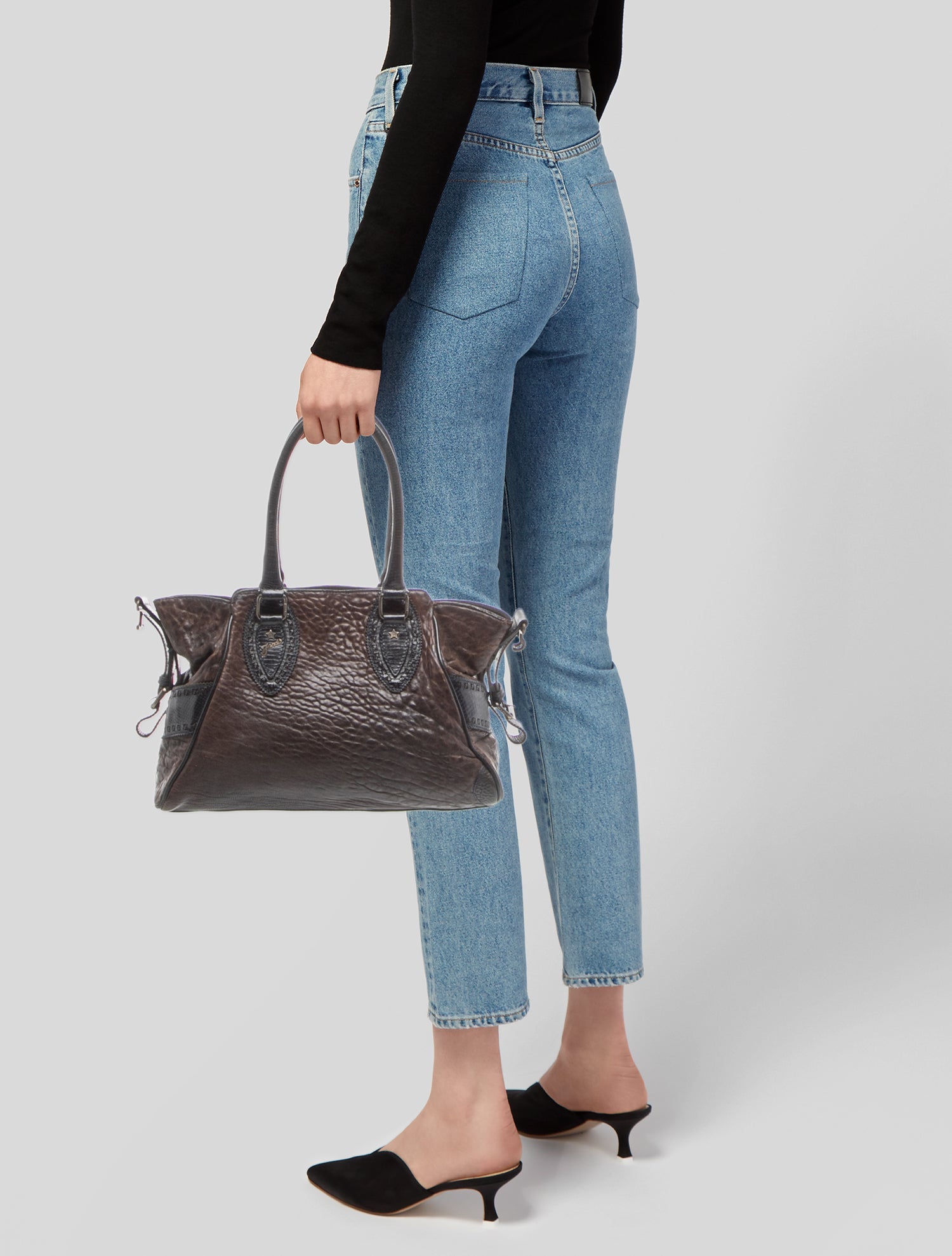 Balenciaga Vintage Crocodile-Trimmed Boston Nylon Bag - Brown