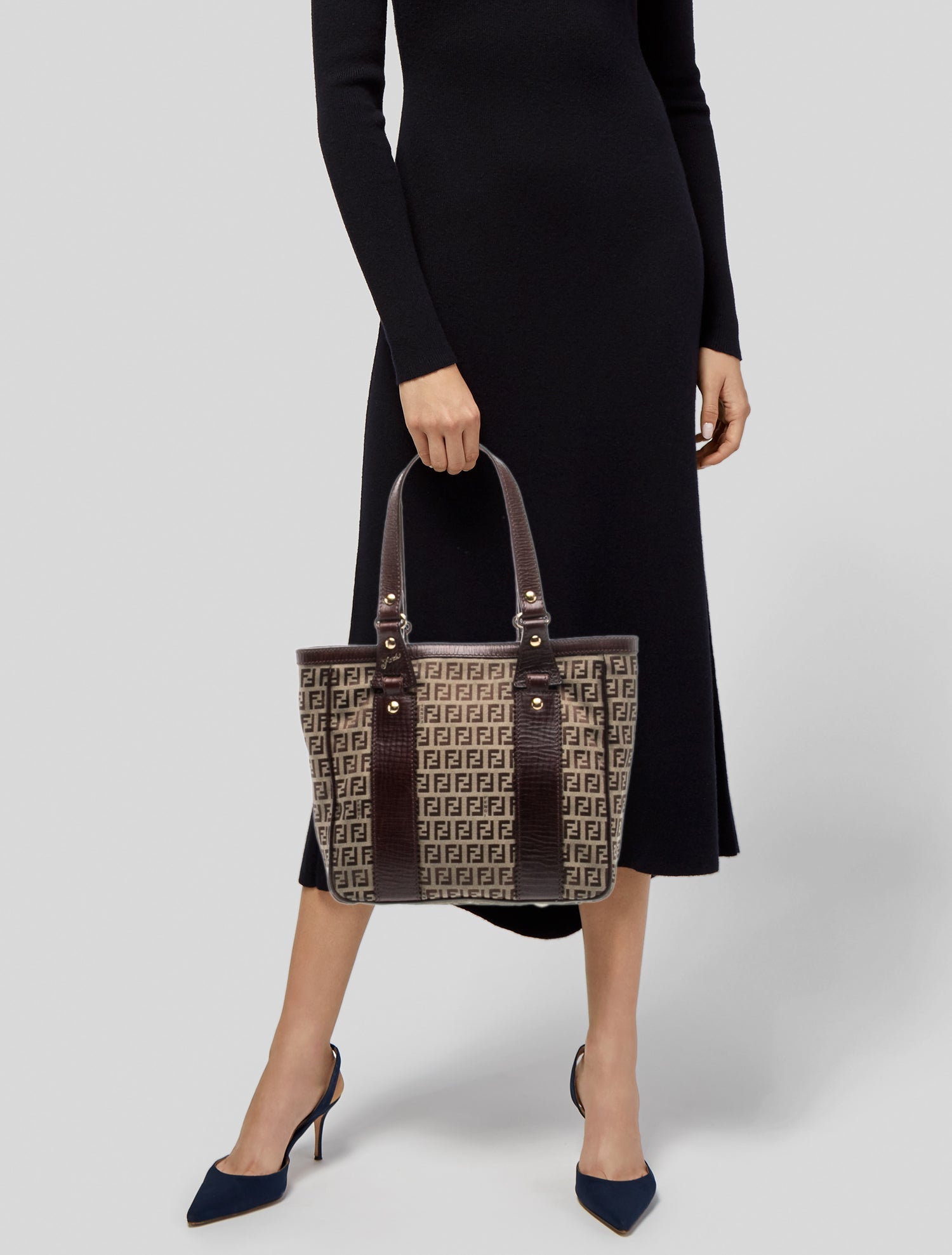 Fendi Zucca Devil Trapezio - Brown Shoulder Bags, Handbags