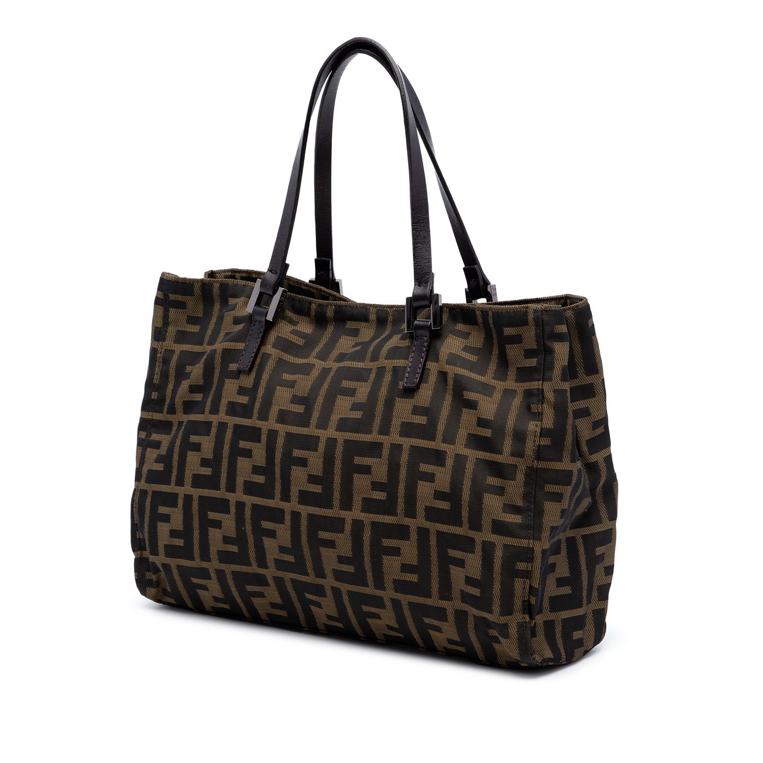 バッグ FENDI Fendi Leather Trimmed Zucca Medium Foldable Tote - Brown Totes