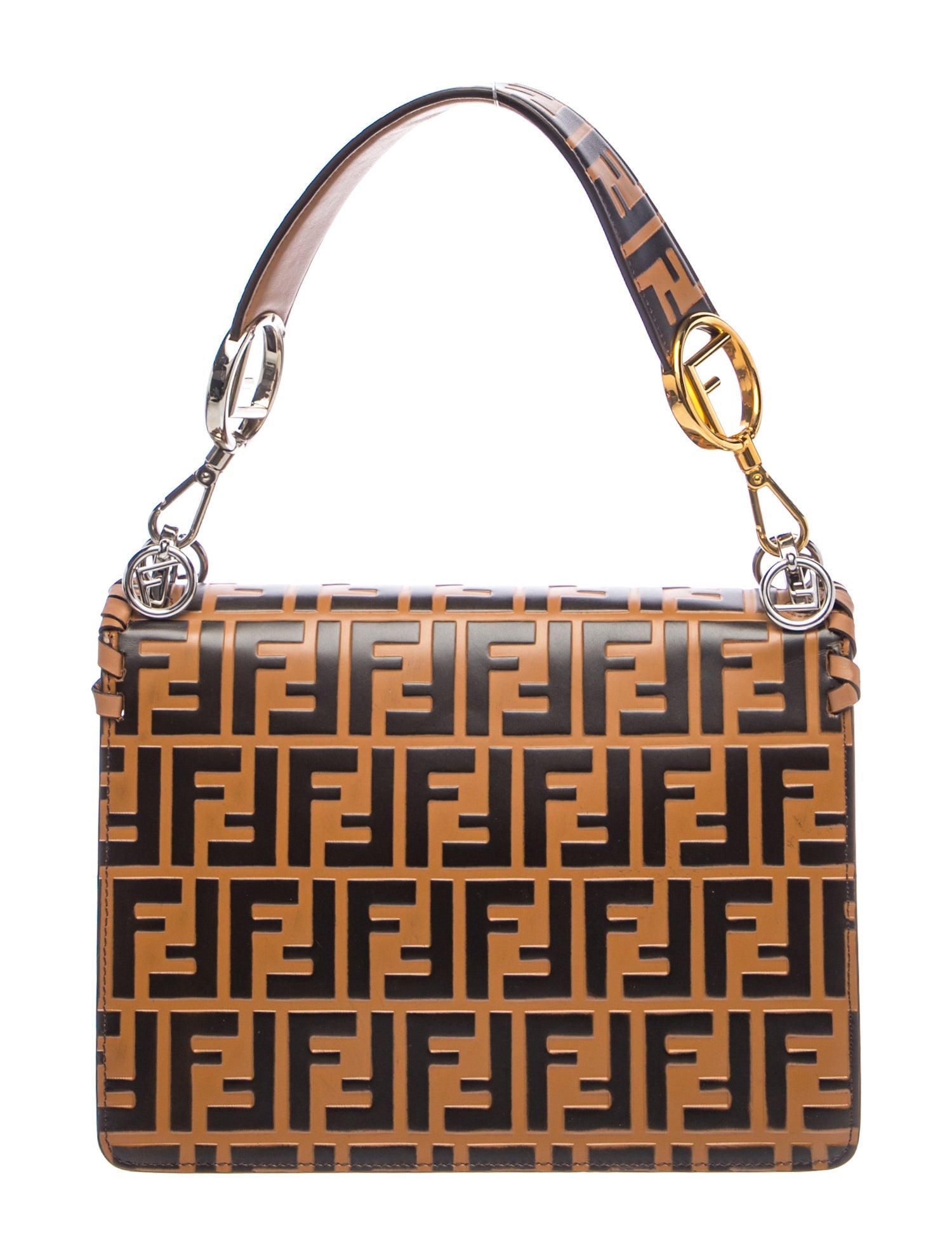 Fendi Zucca FF Vitello Century F is Whipstitch Threads FF Embossed