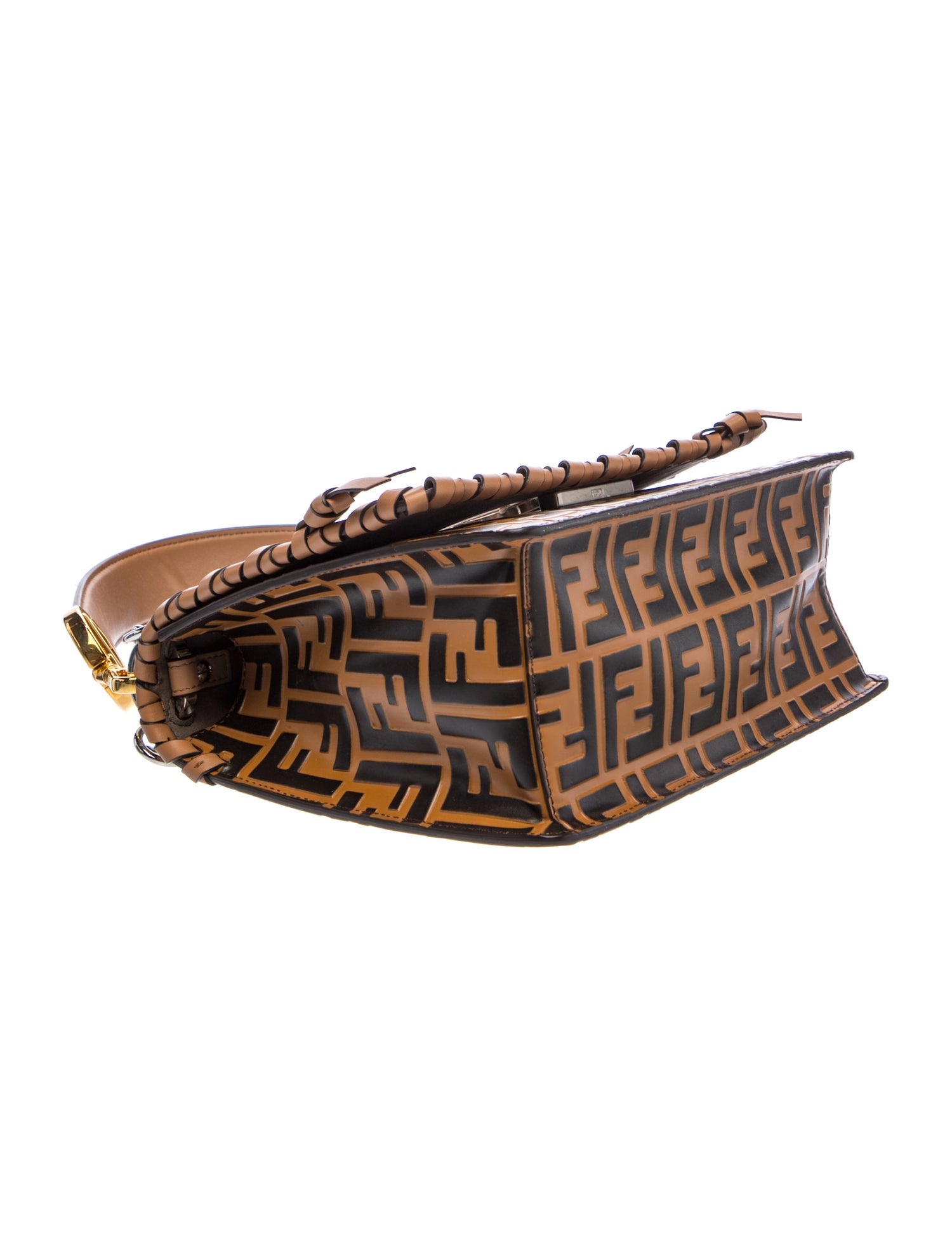 Fendi Zucca FF Vitello Century F is Whipstitch Threads FF Embossed