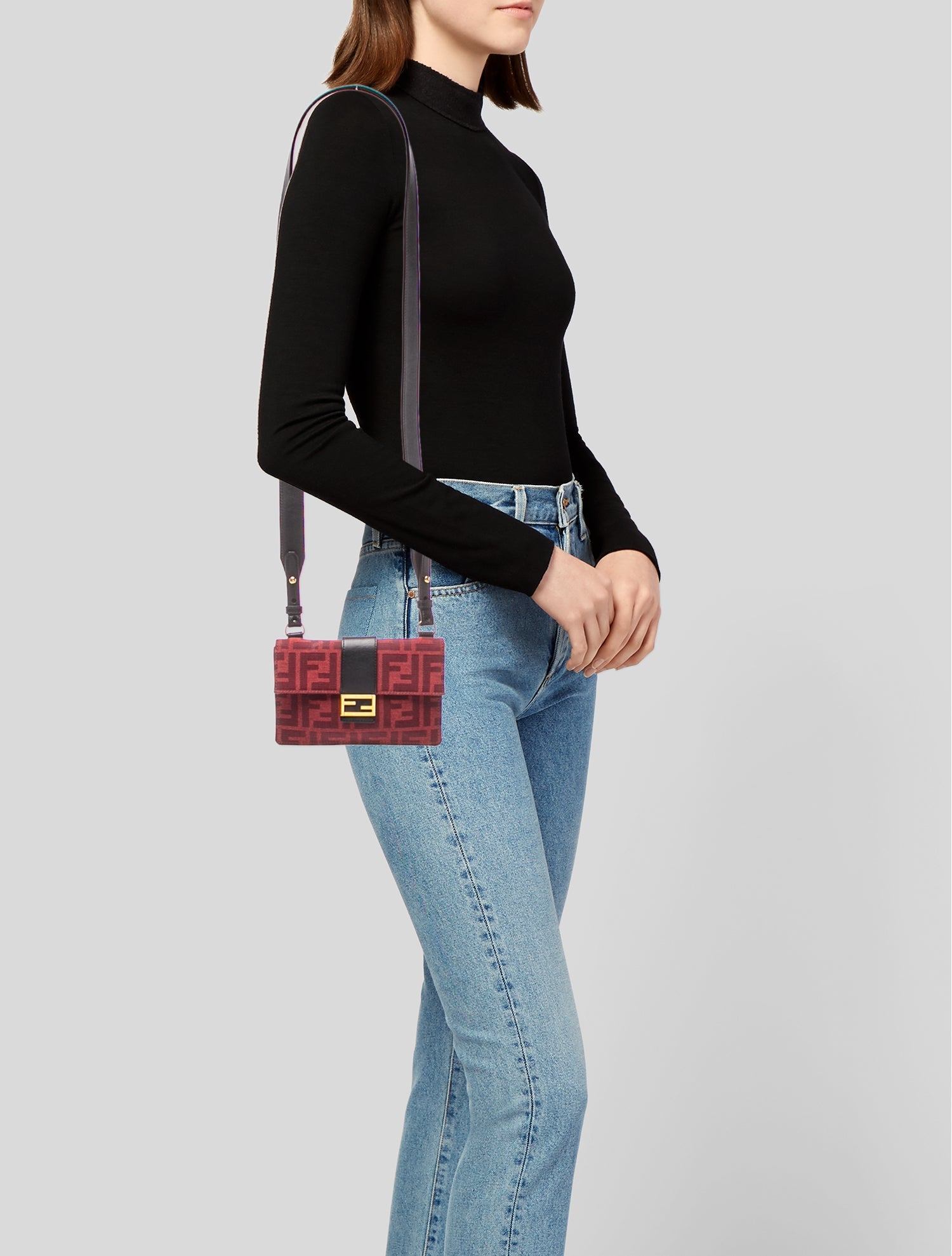 Fendi Zucca FF Zucca Canvas Convertible Baguette Pouch Small