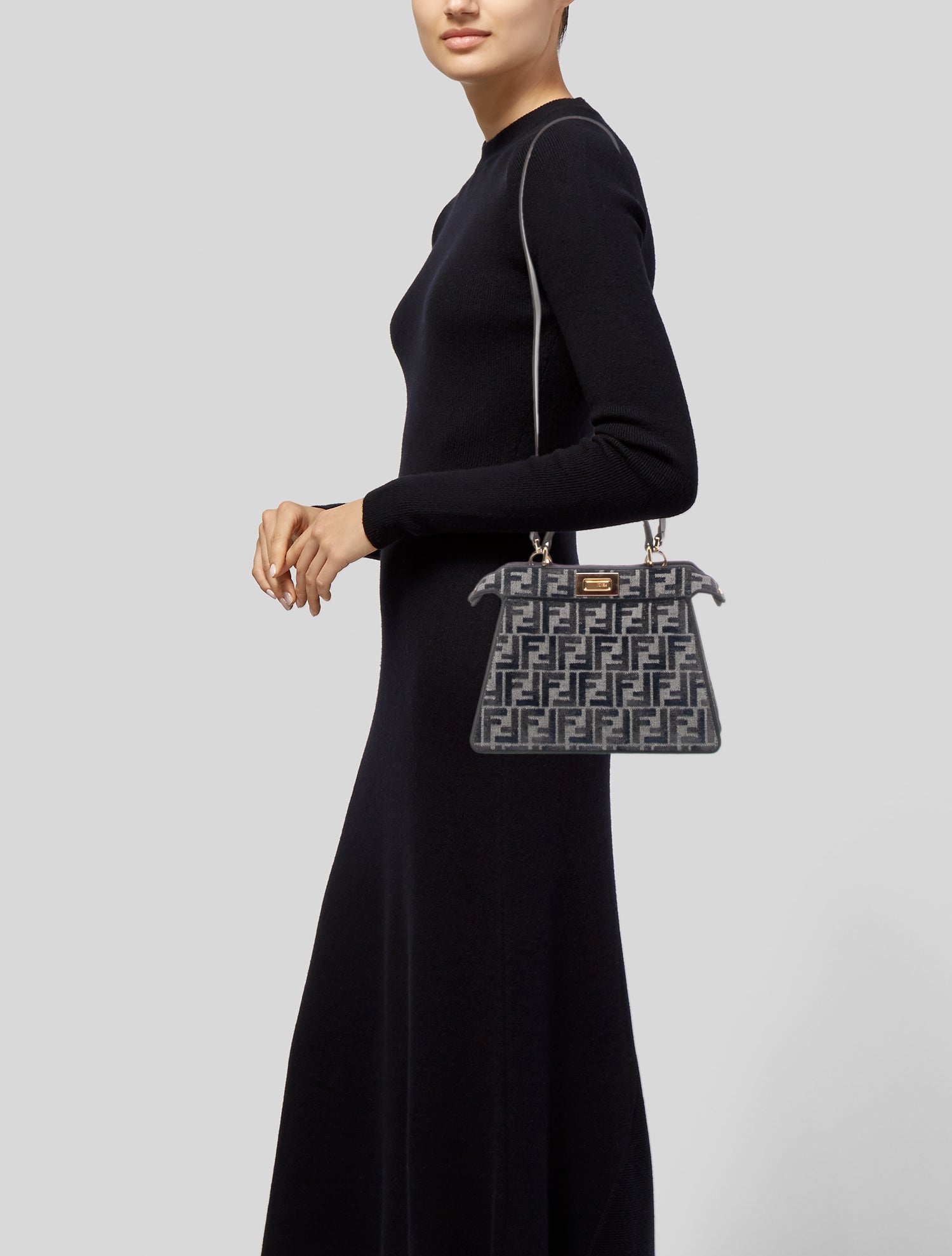 Fendi Zucca FF Peekaboo Small 2024 - Blue Handle Bags, Handbags