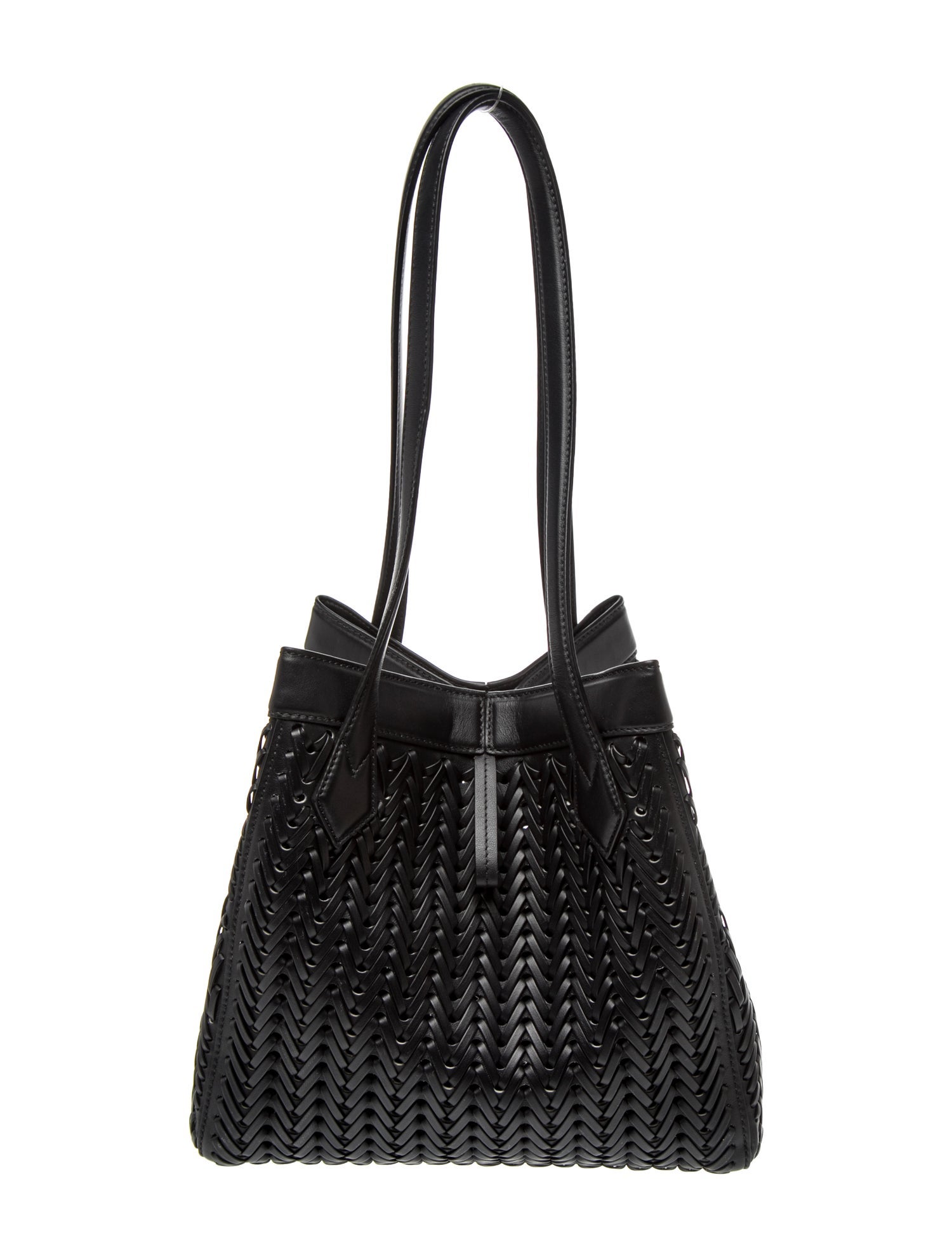 Fendi Leather Interlaced Origami Medium - Black Shoulder Bags
