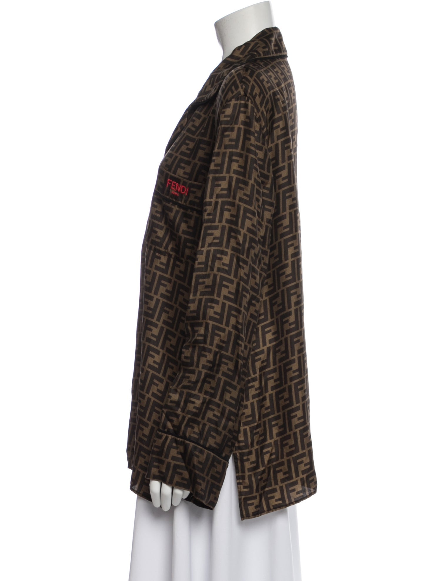 Fendi Silk Printed Button-Up Top