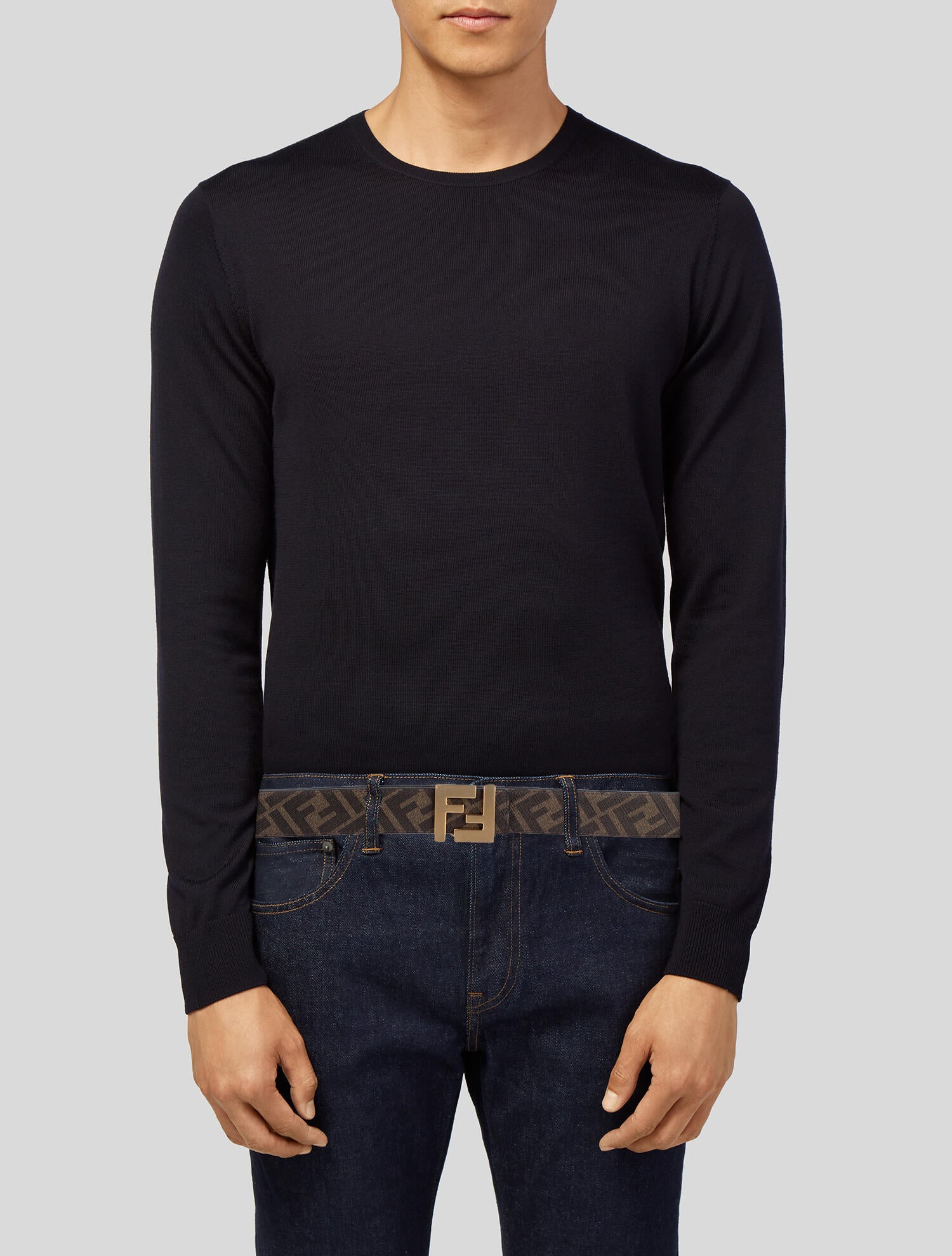 Fendi Zucchino FF Logo Leather Waist Belt