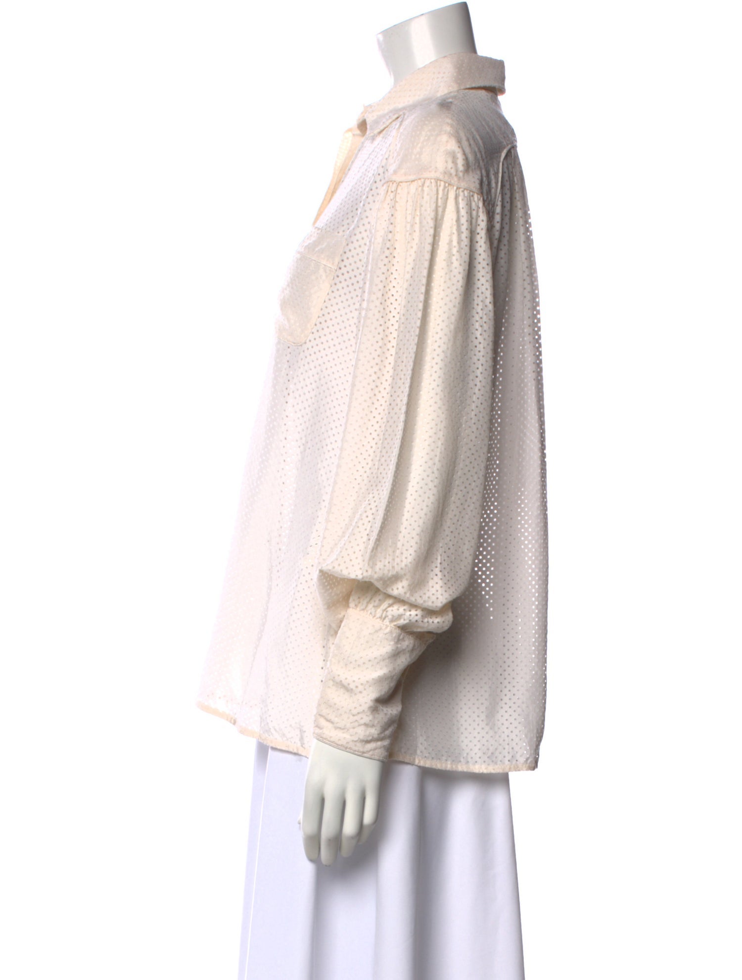 Fendi Silk Long Sleeve Button-Up Top w/ Tags