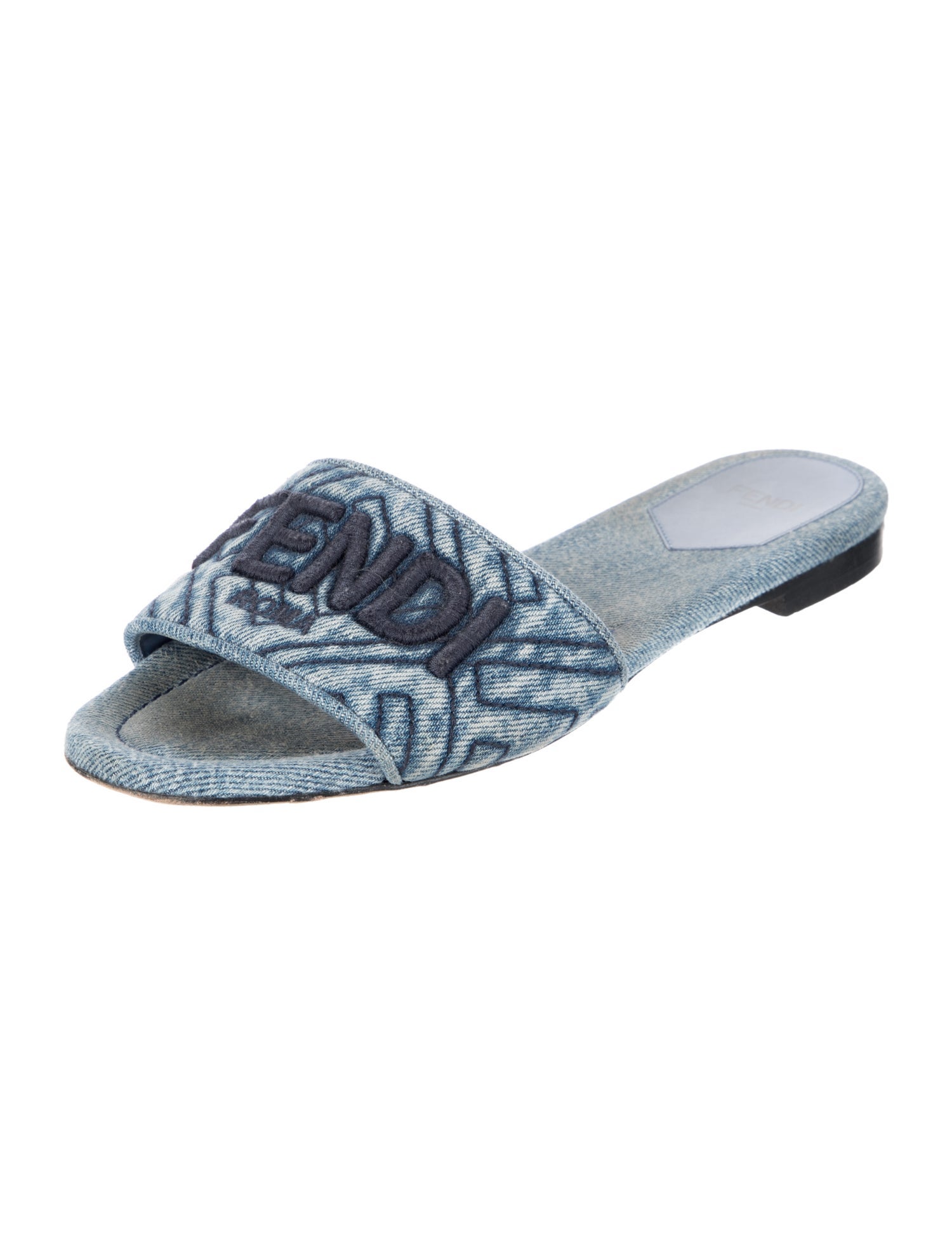 Fendi Denim Graphic Print Slides