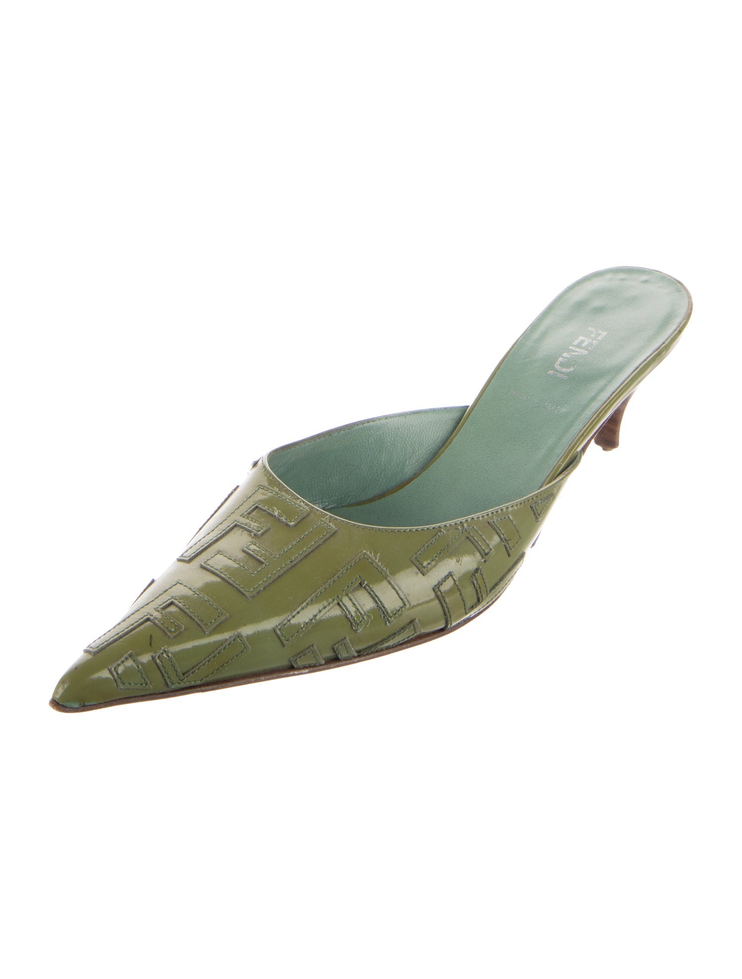 Fendi Patent Leather Graphic Print Mules