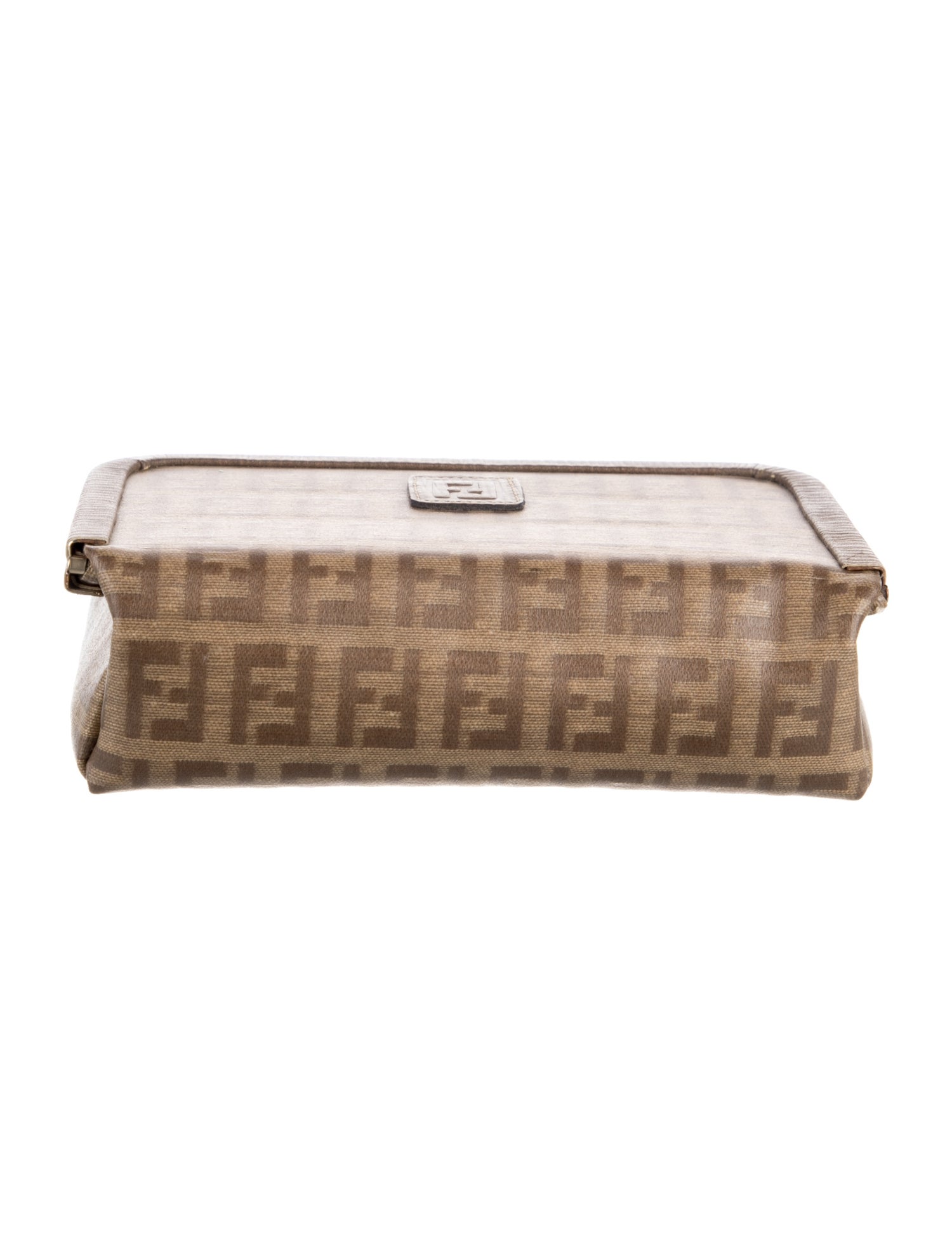 Fendi Zucca FF Coated Canvas Kiss-Lock Closure Cosmetic Bag