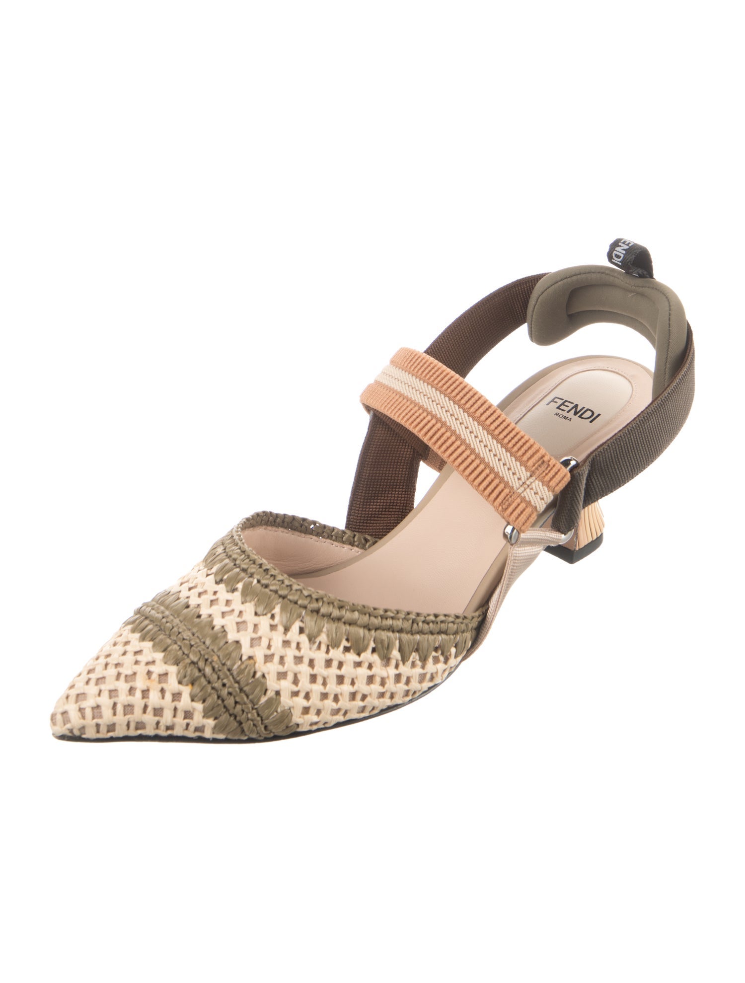 Fendi Straw Tweed Pattern Pumps