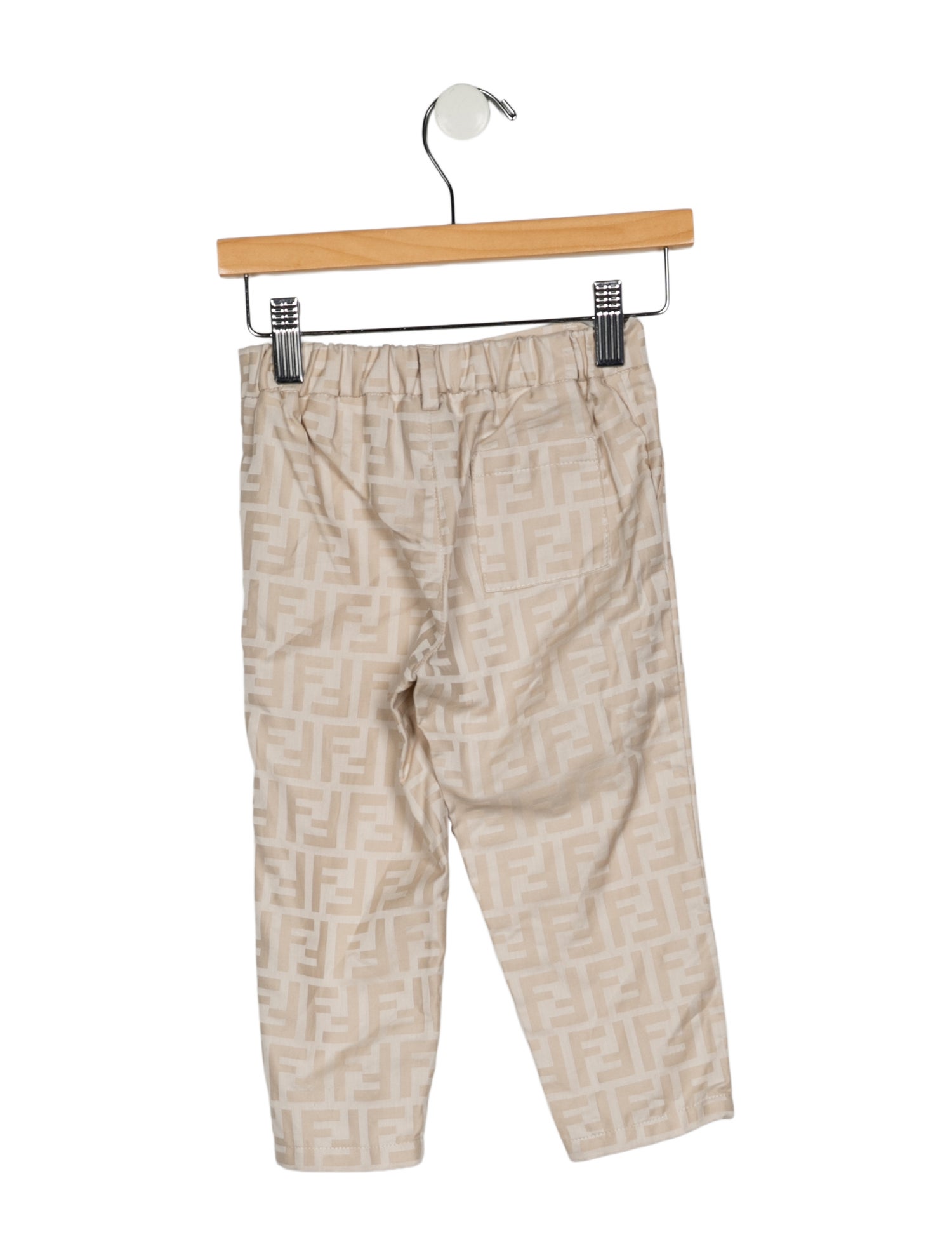 Fendi Cotton neutral patterned pants with snap closure