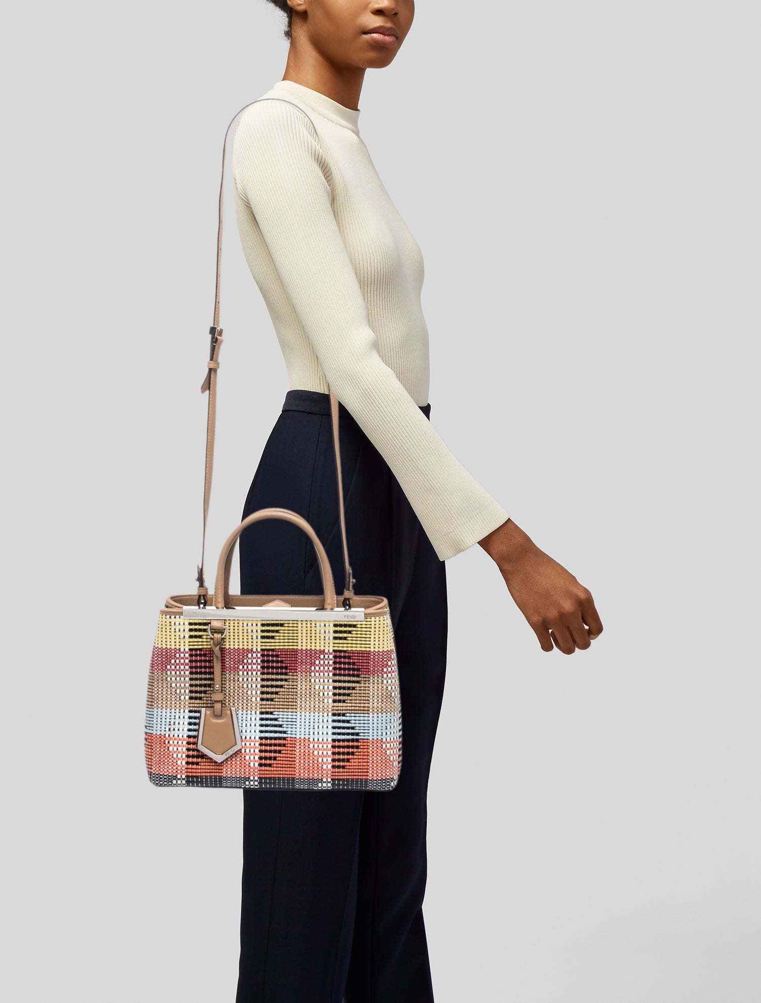 Fendi 2020 Medium Raffia Peekaboo X-Tote - Neutrals Totes