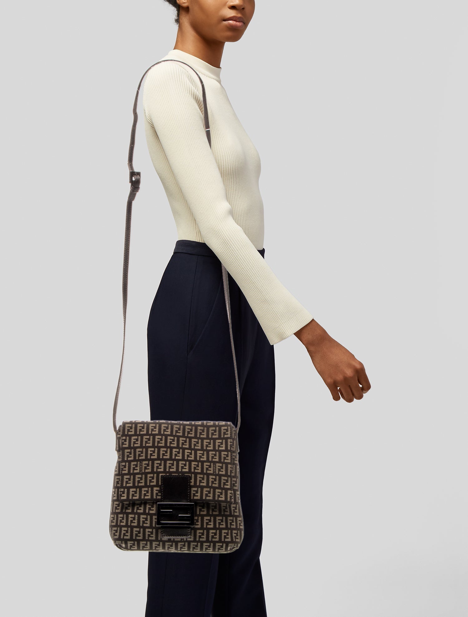 Fendi Zucchino FF Vintage - Brown Crossbody Bags, Handbags