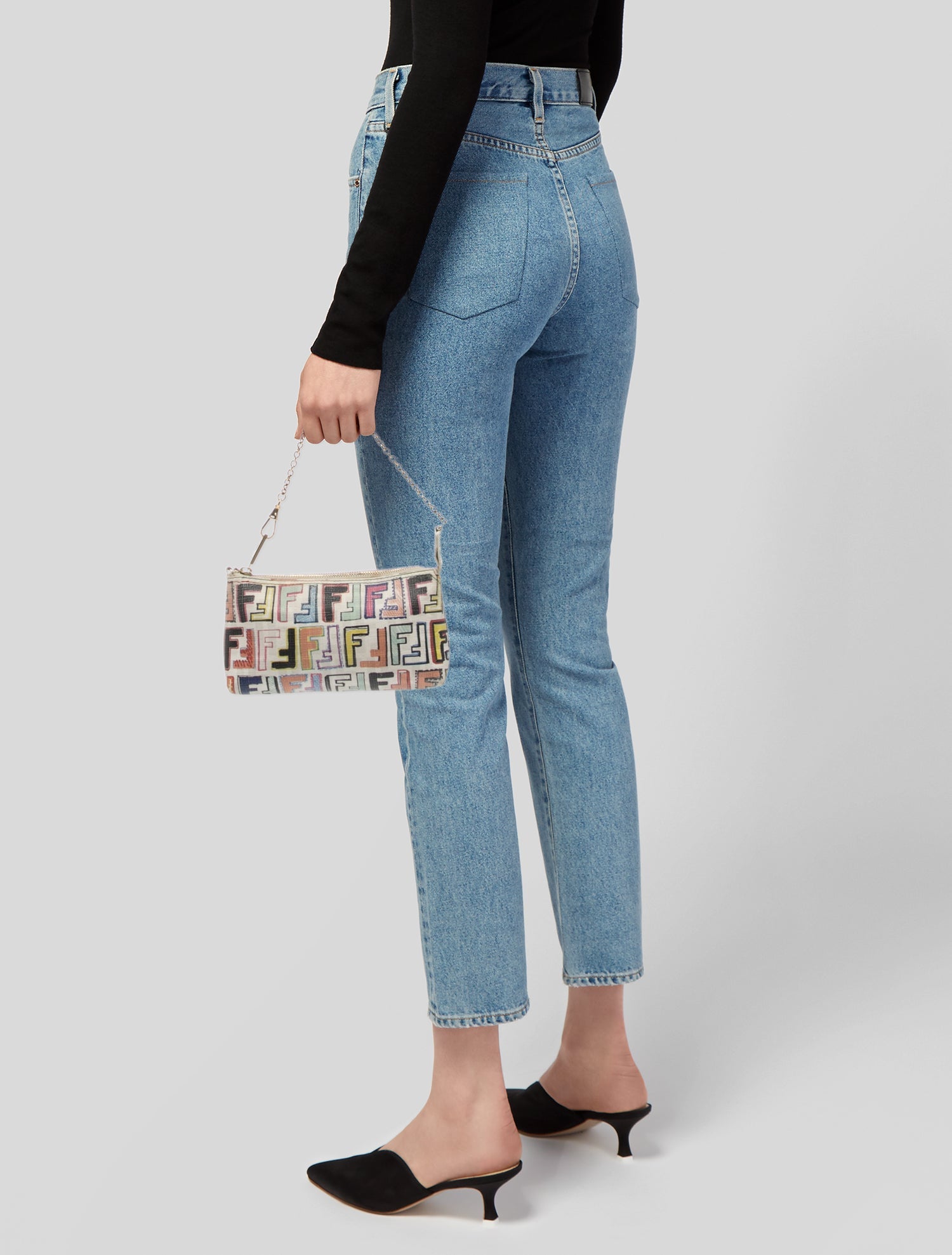 Fendi Zucca FF Pochette - Neutrals Handle Bags, Handbags