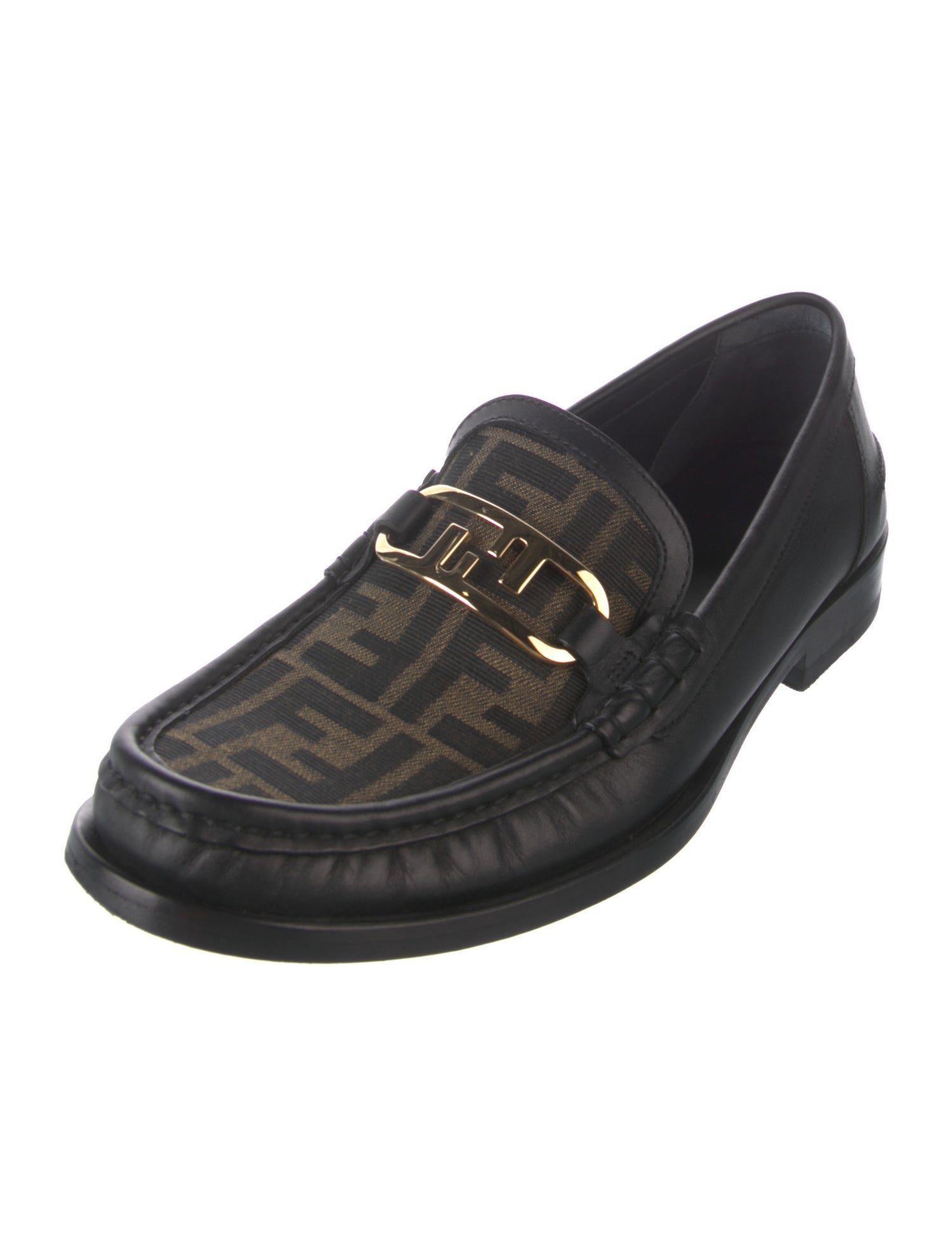 Fendi Zucca FF Logo Leather Monk Straps