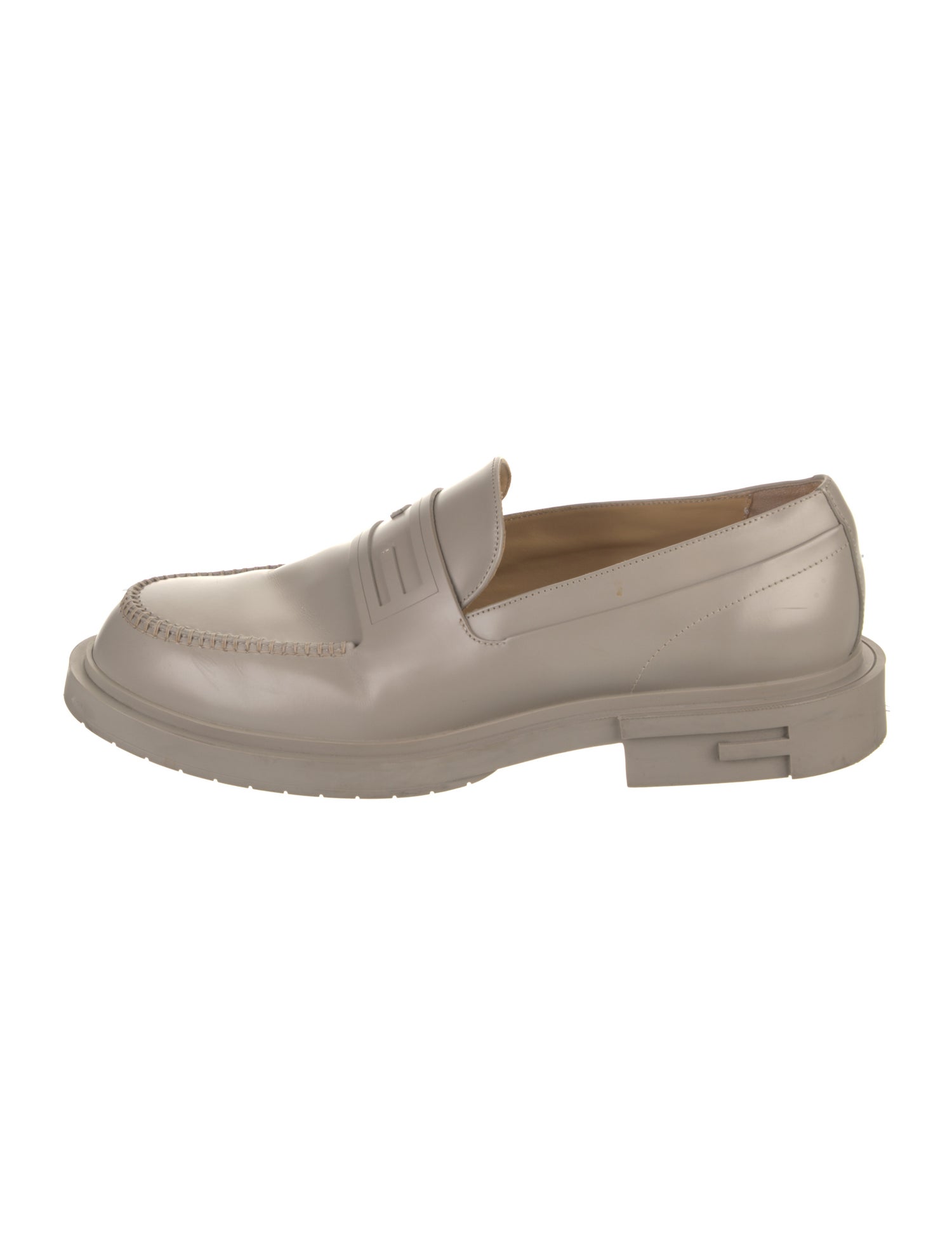 Fendi Leather Whipstitch Trim Loafers